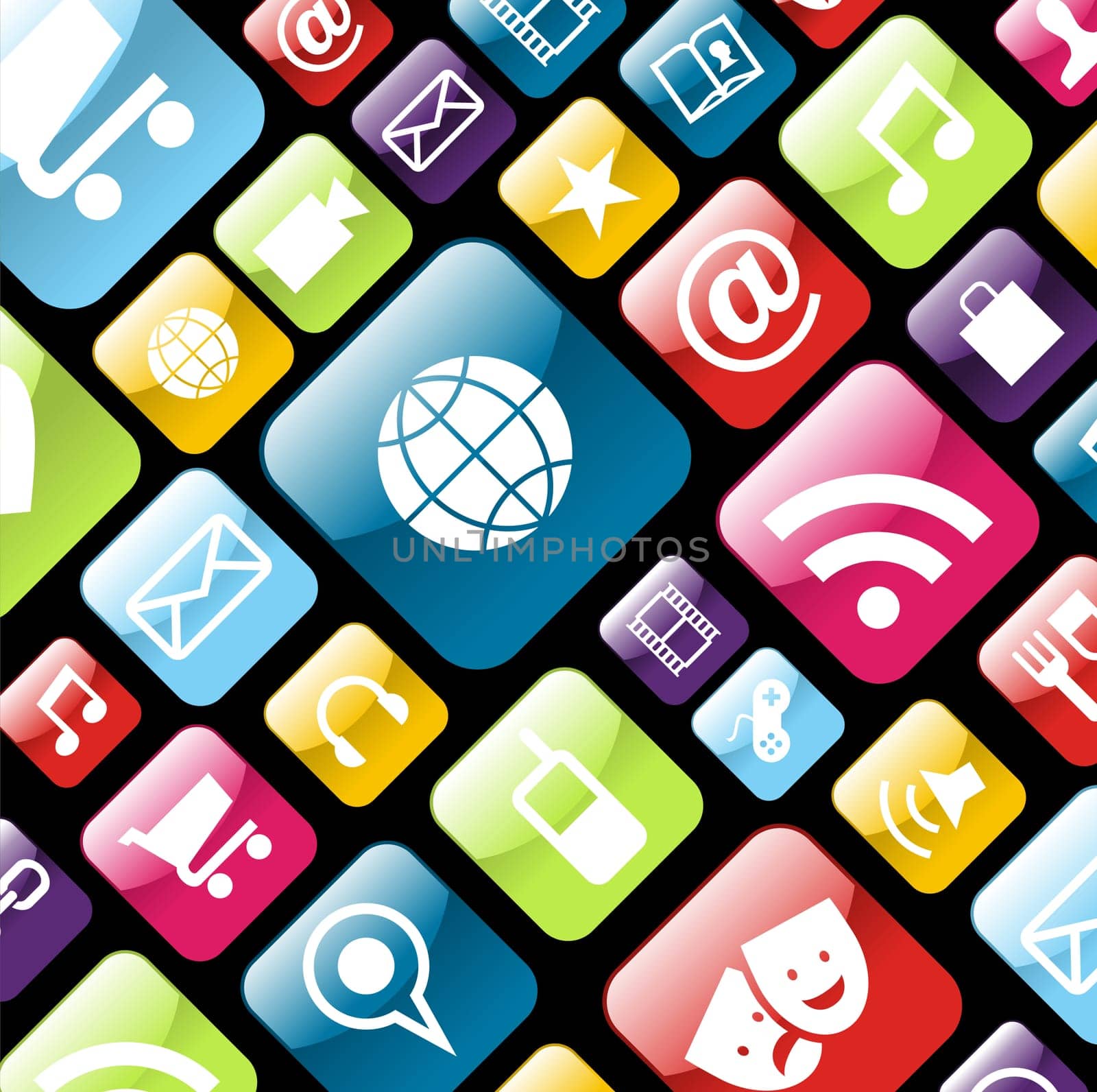 Smartphone app icon set background. Vector file layered for easy manipulation and customisation.