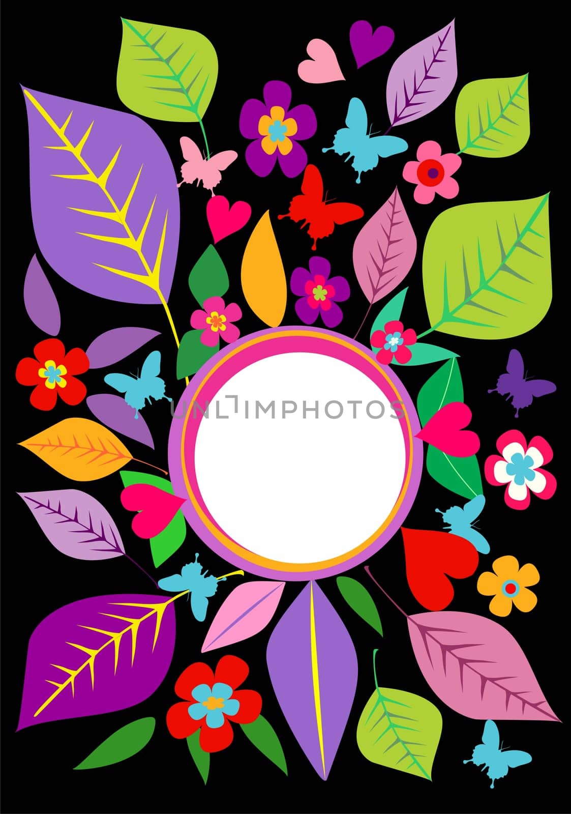 Abstract vibrant colors leaves background composition. Vector file layered for easy manipulation and coloring.