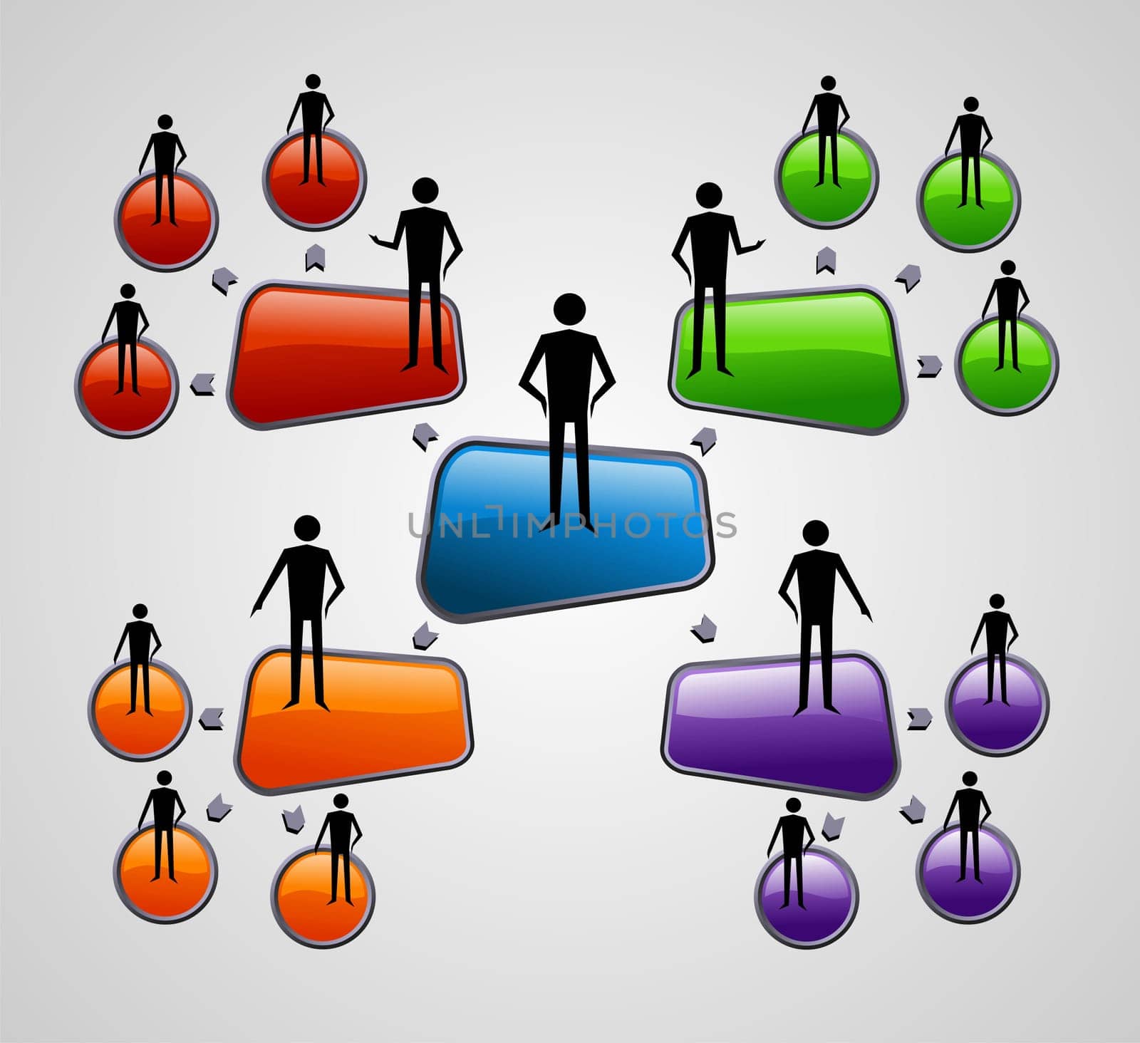 Contemporary social media diagram with people presentation template. Vector file layered for easy manipulation and custom coloring.