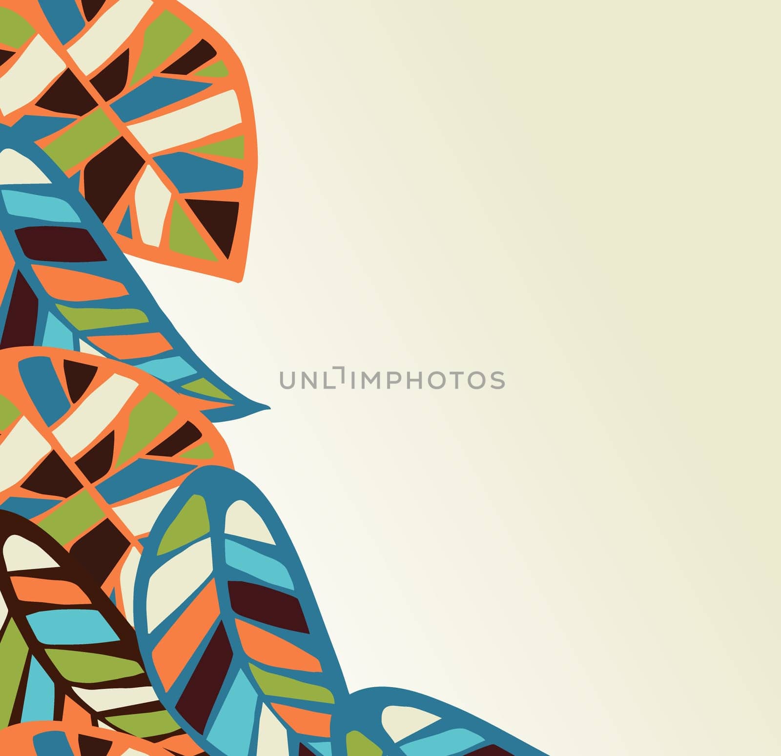 Abstract colorful leaves background. Vector file layered for easy manipulation and coloring.