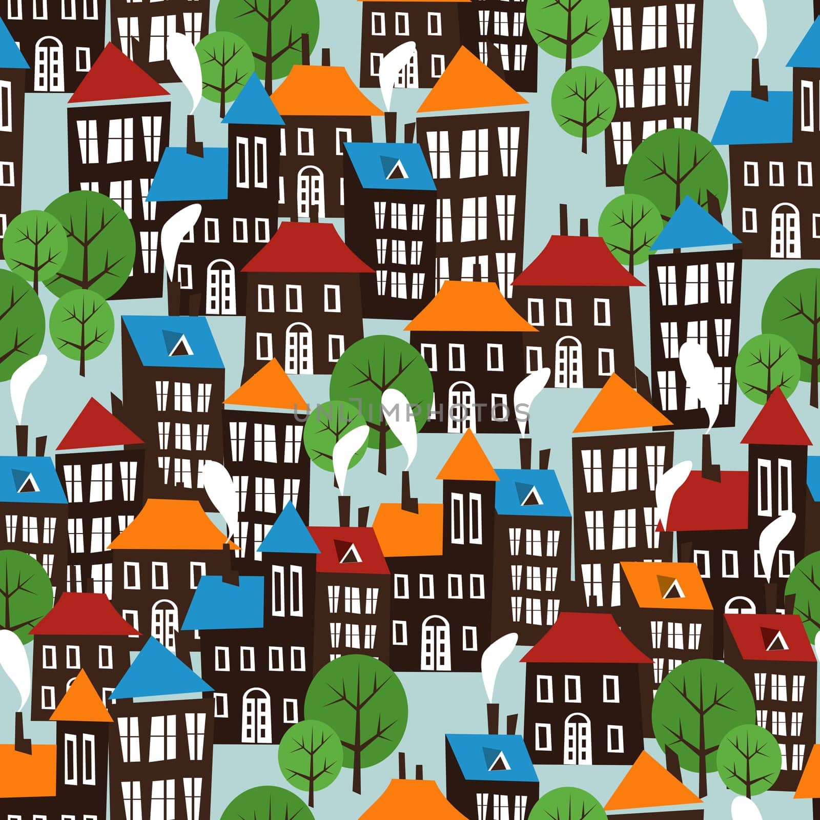 Christmas winter time city pattern background. Vector file layered for easy manipulation and custom coloring.