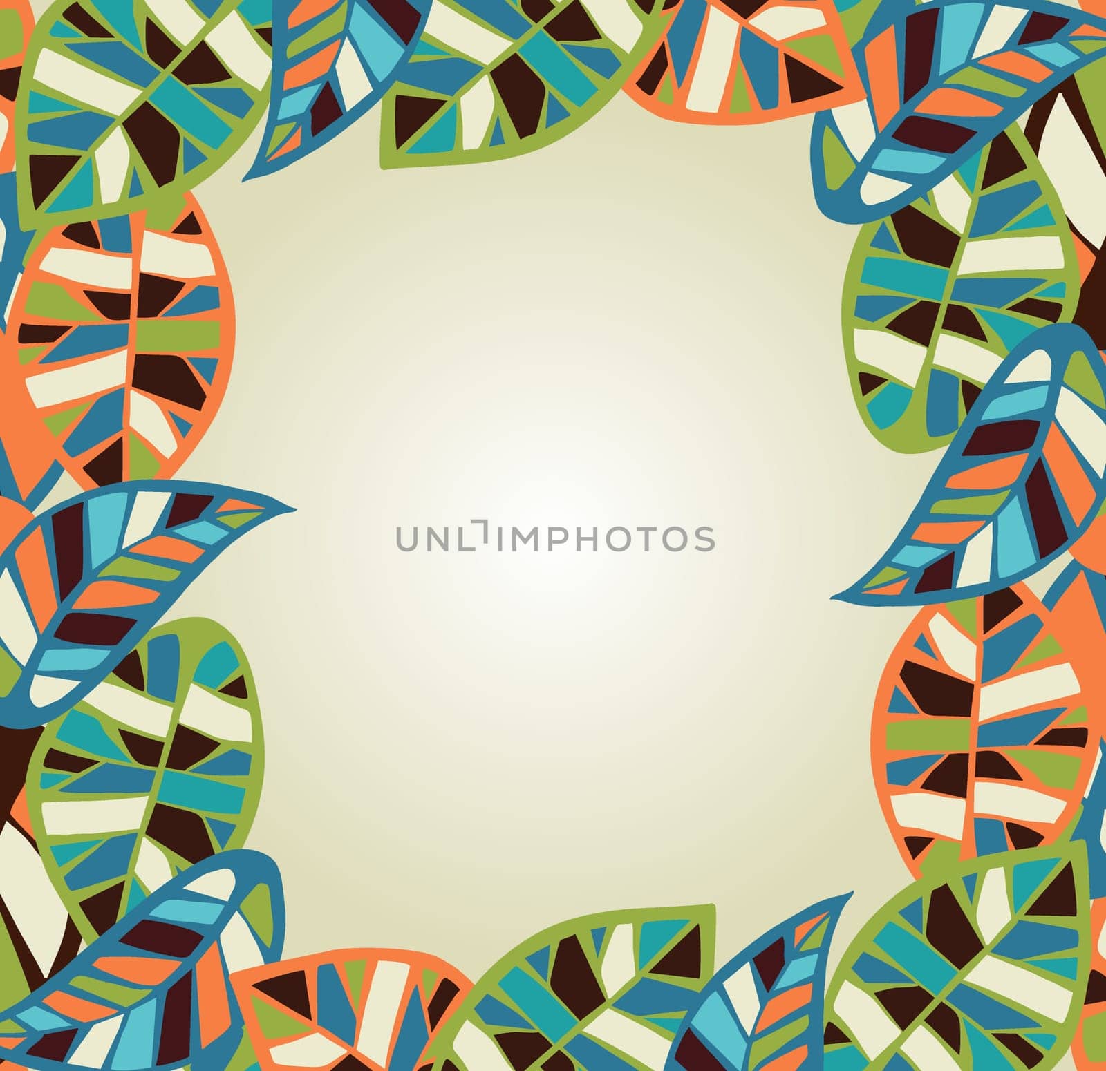 Abstract colorful leaves background. Vector file layered for easy manipulation and coloring.