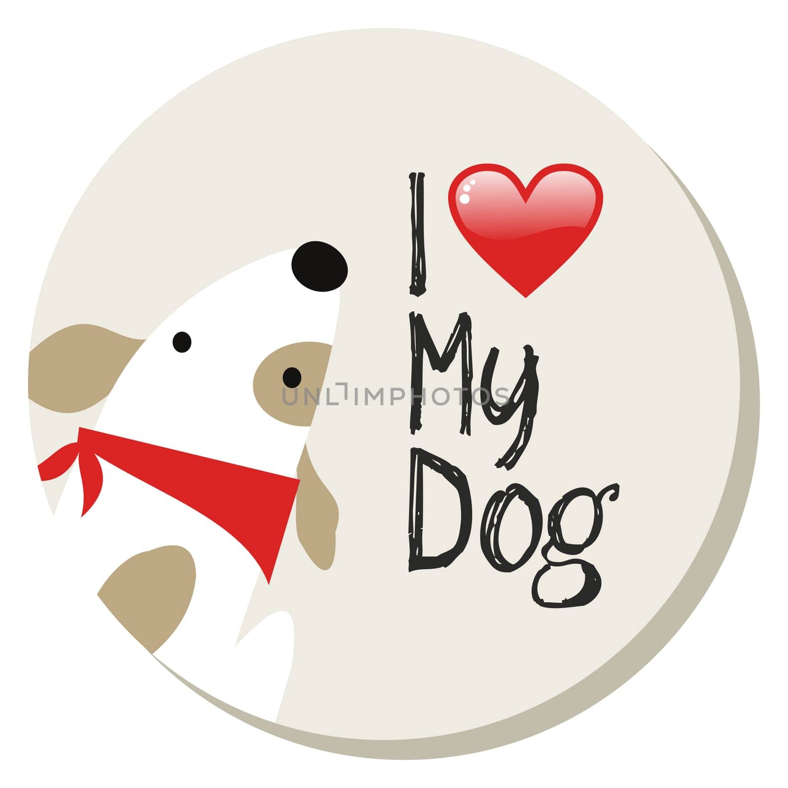 I love my dog cartoon design sticker background. Vector file layered for easy manipulation and custom coloring