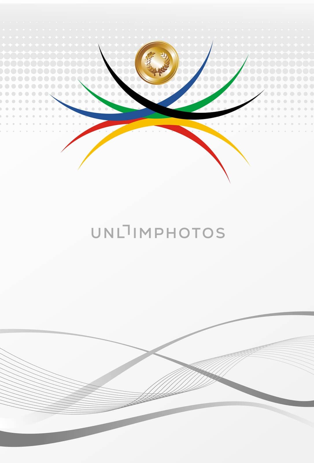 Sport games gold medal with ribbon elements background. Vector file layered for easy manipulation and customisation.