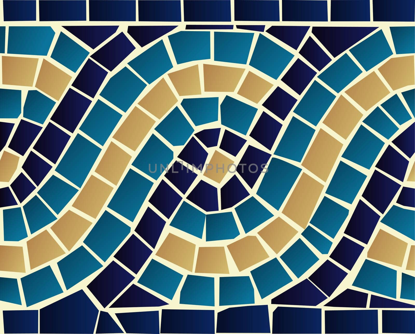 Marine style blue wave mosaic seamless pattern background. Vector file layered for easy manipulation and custom coloring.