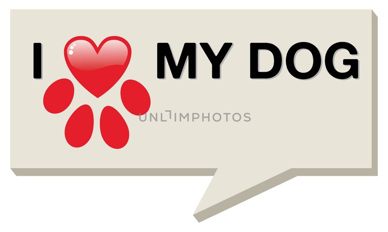 I love my dog with paw heart over social media bubble. Vector file layered for easy manipulation and custom coloring.