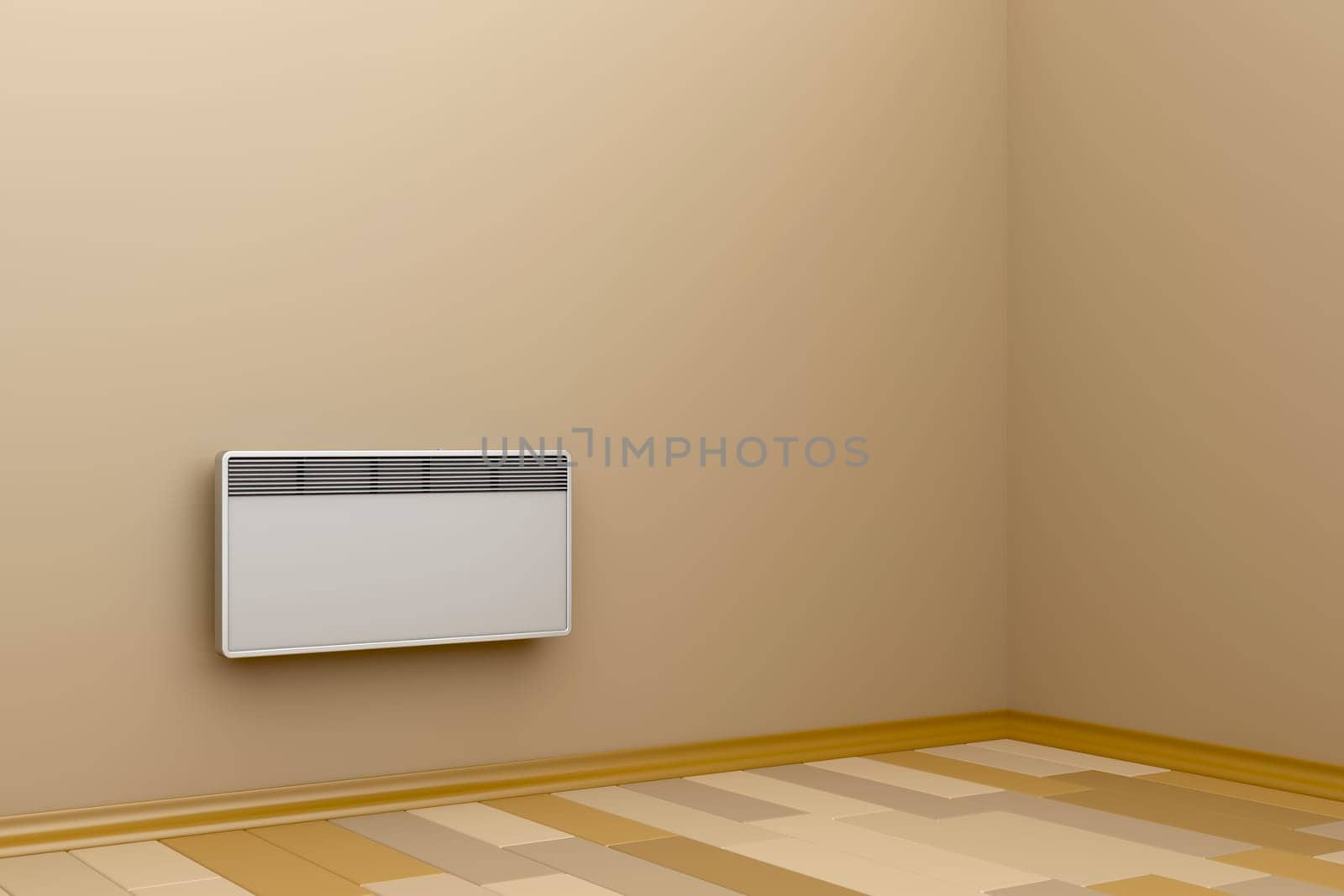 Room heated with convection heater