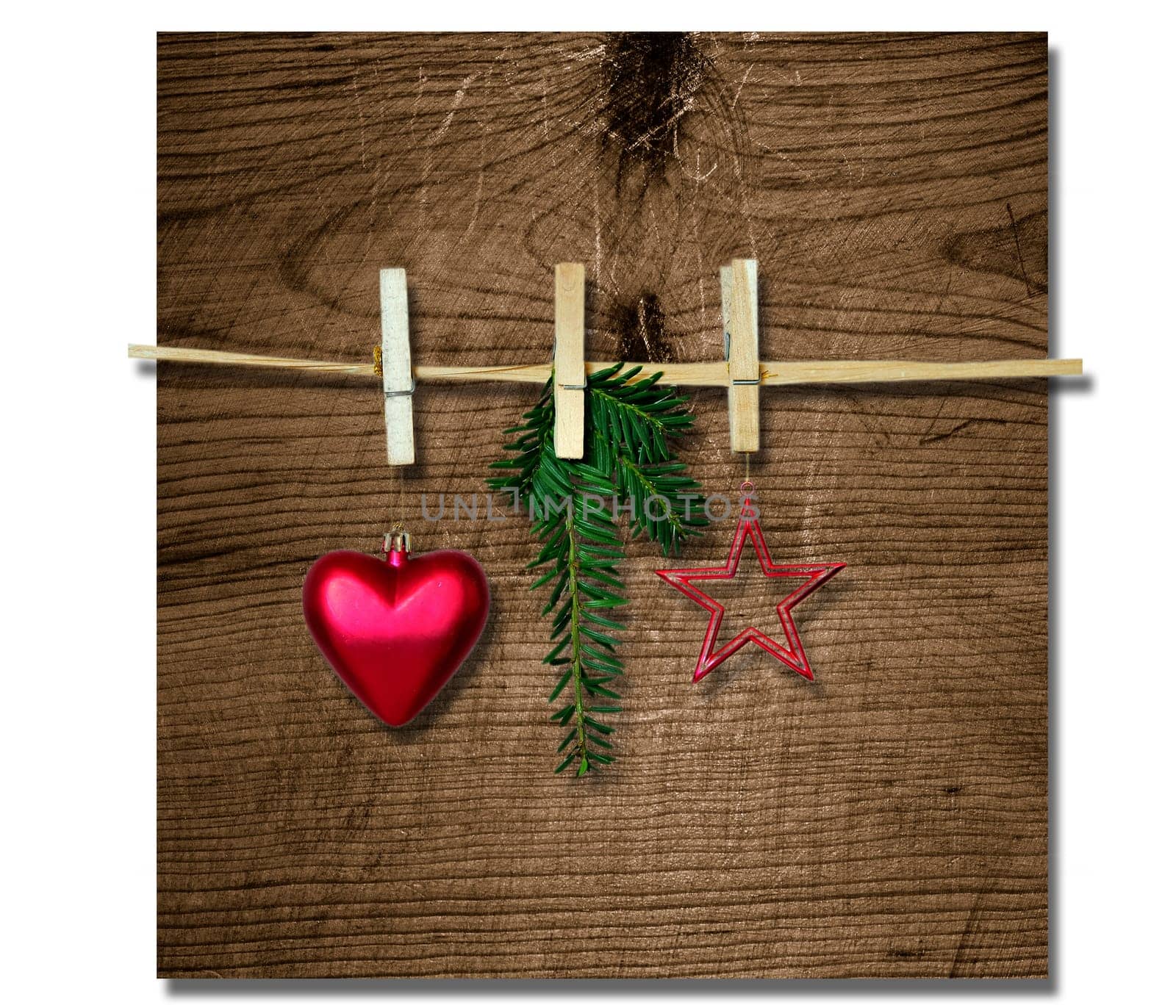 Christmas card with stars and wood