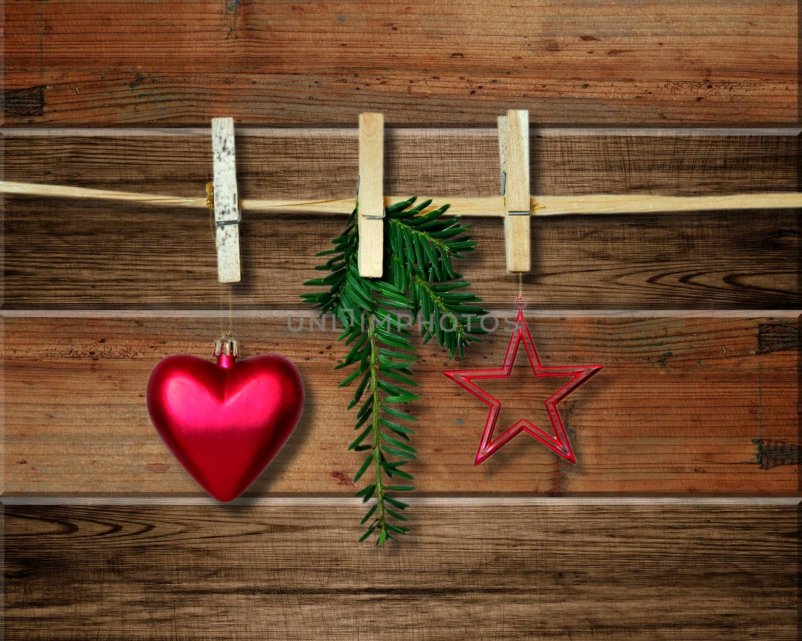 Christmas card with stars and wood
