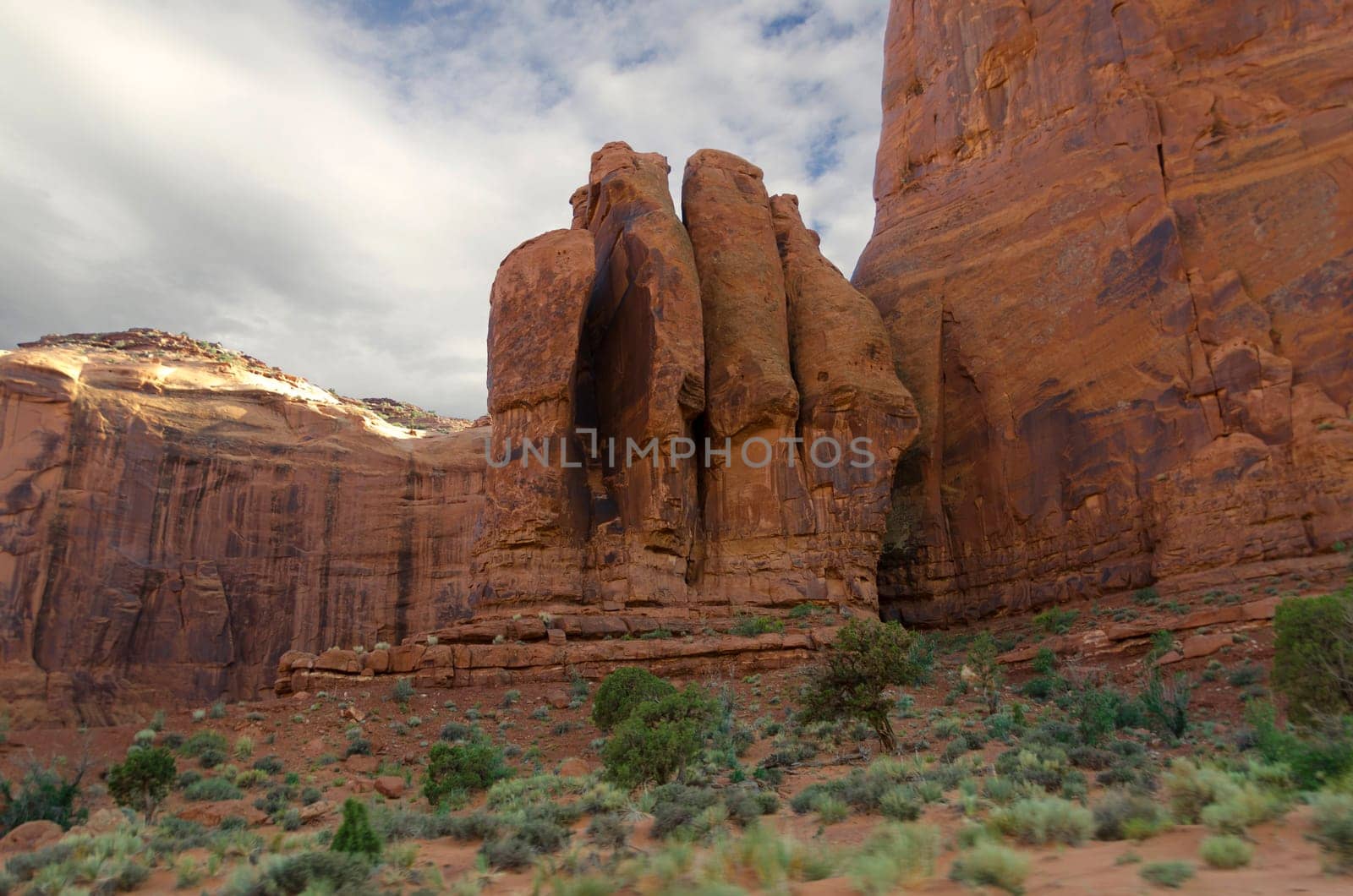 hand-shaped rock at sunset in Monument Valley in Utah in the United States of America
