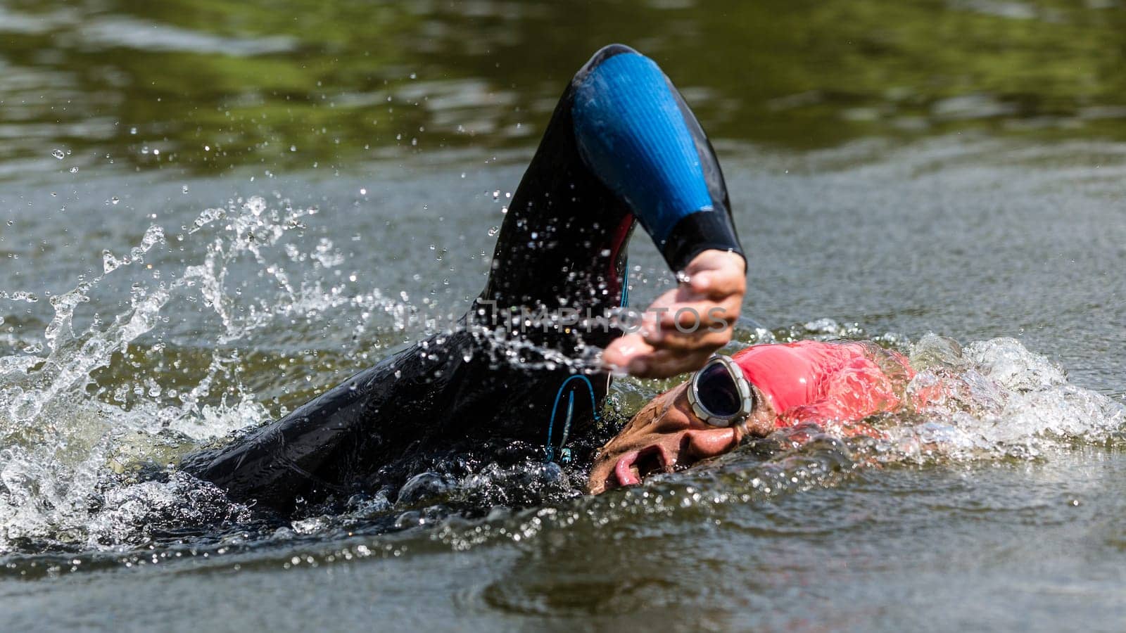 Triathlete swimming