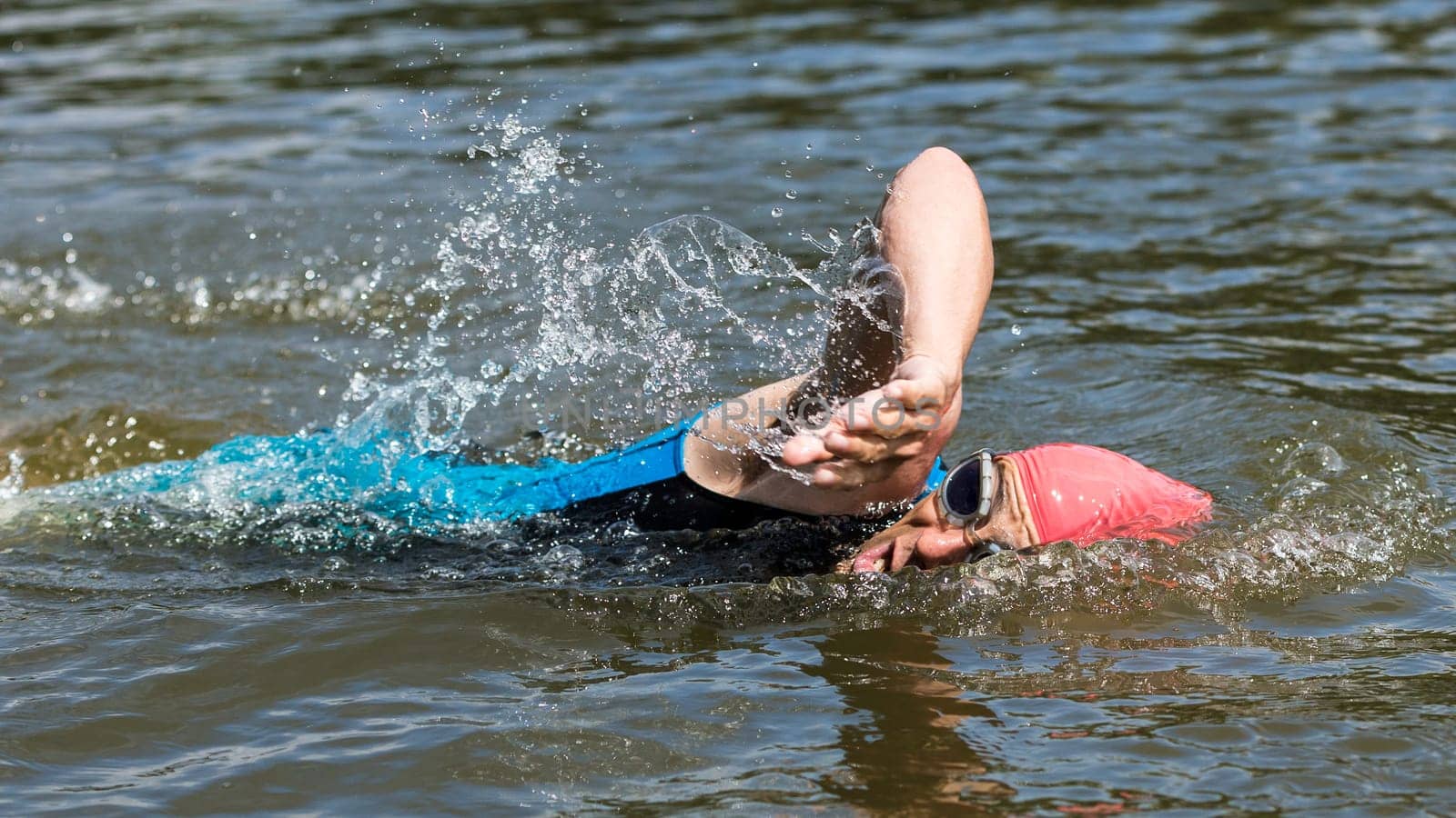 Triathlete swimming