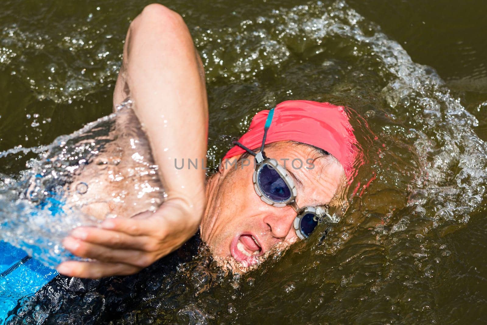 Triathlete swimming