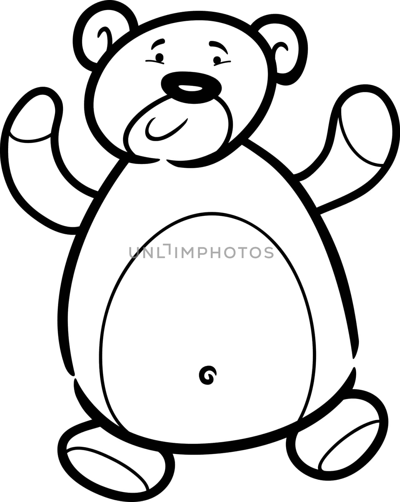 Cartoon Illustration of Cute Teddy Bear Toy for Coloring Book