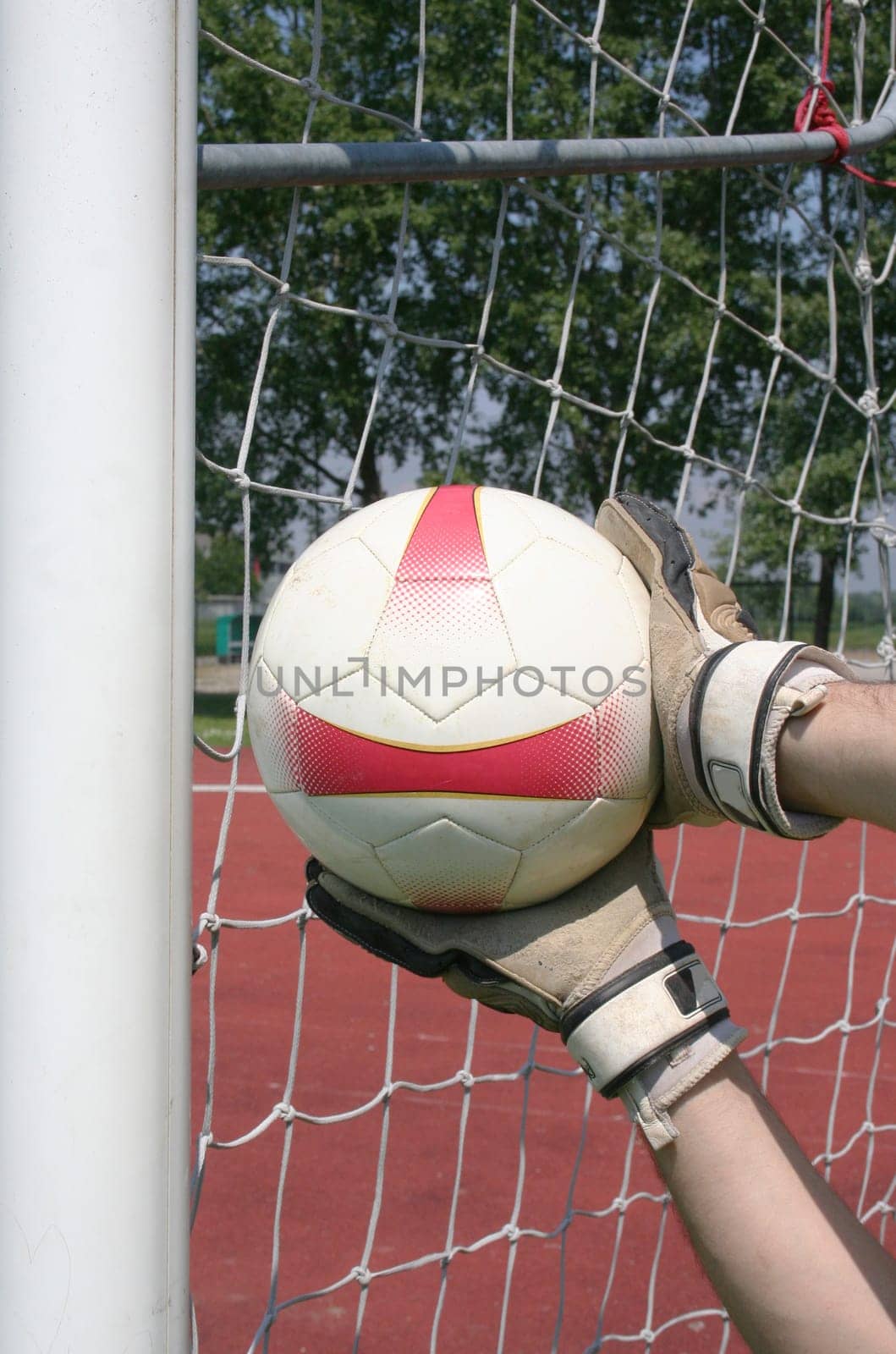 Soccer football goalkeeper making save
