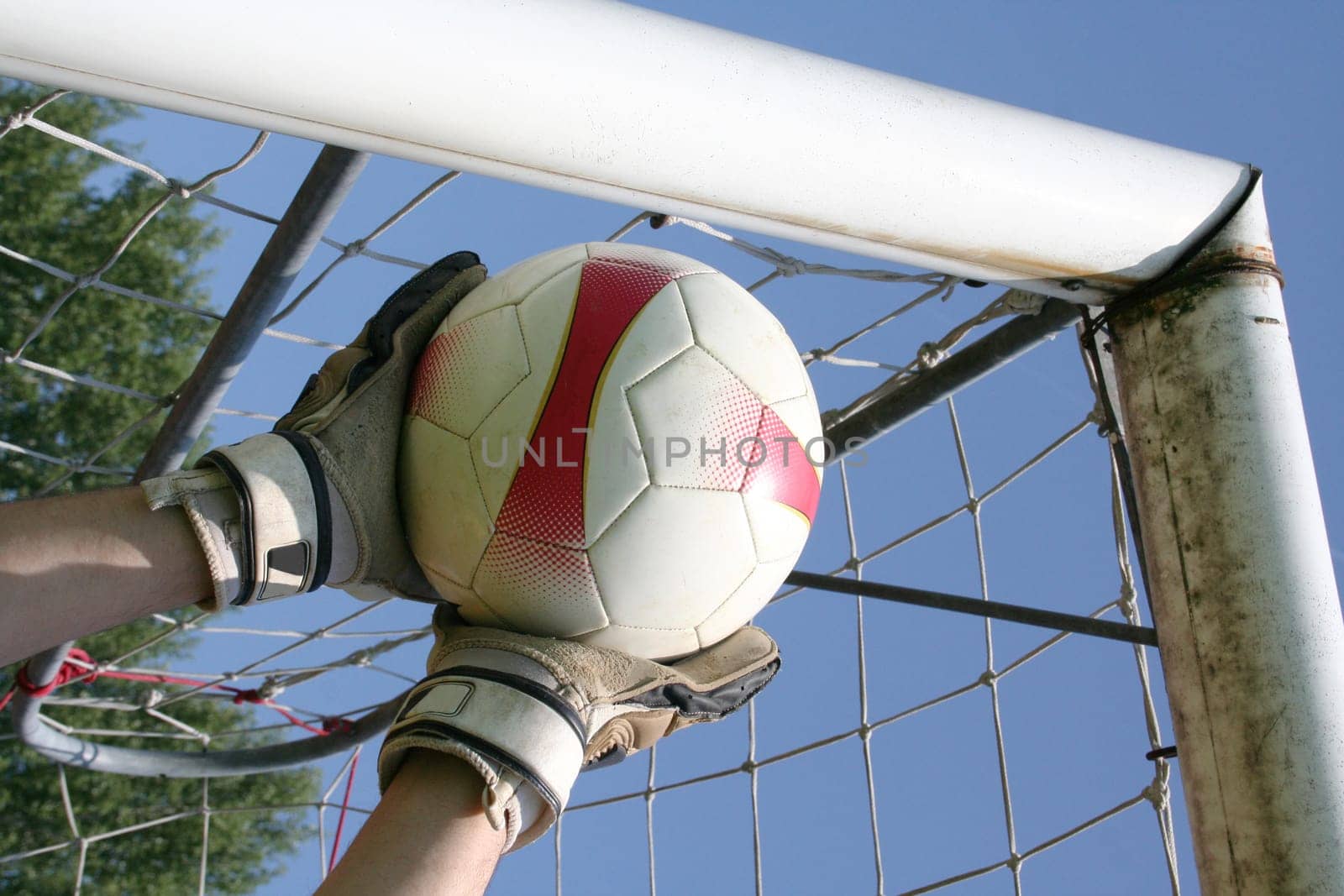 Soccer football goalkeeper making save