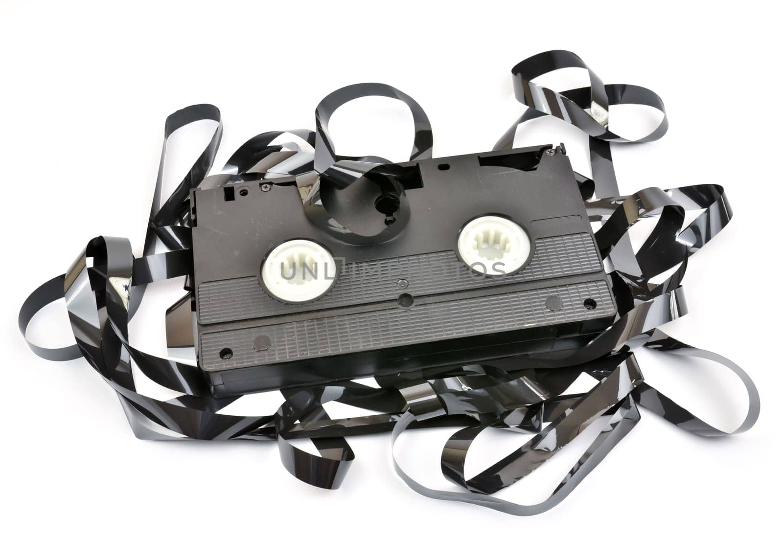 Old  vhs video cassette isolated on white background