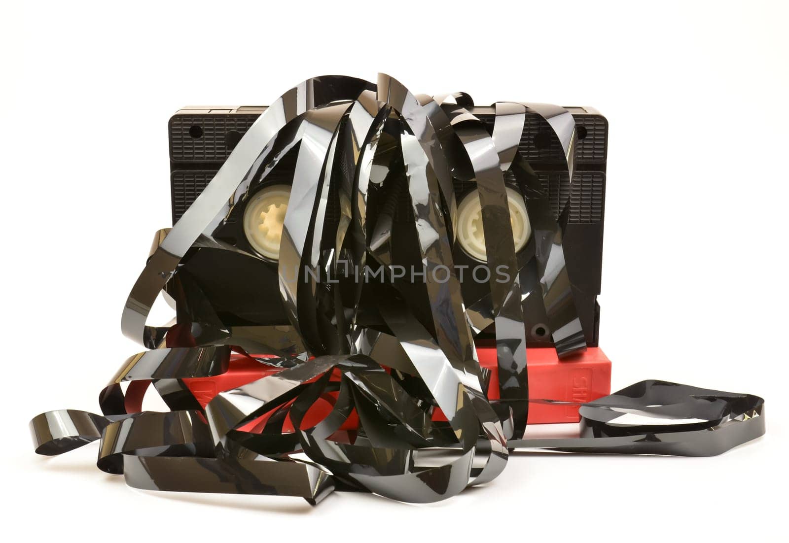 Old  vhs video cassette isolated on white background