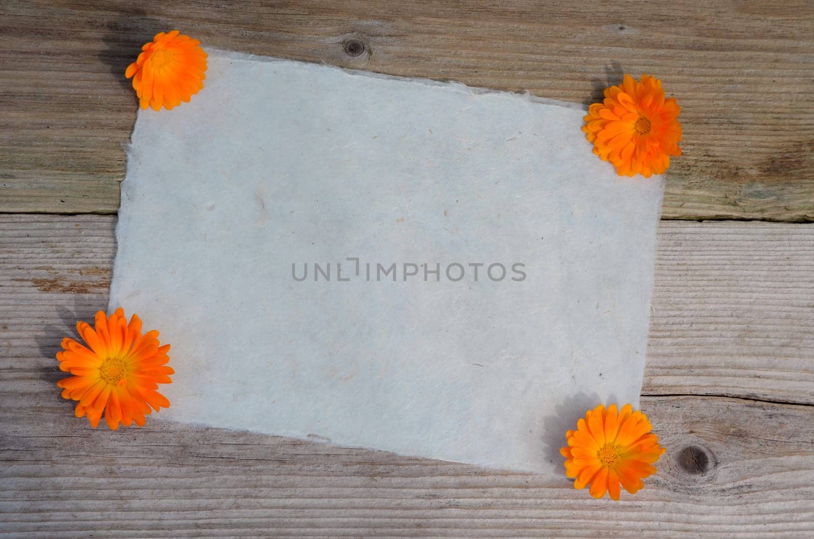 Handmade Paper Heart Flowers Old Wood Background