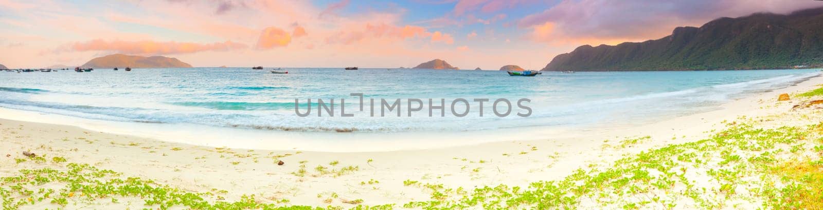 Sunset over the sea. Panorama. Con Dao. Vietnam