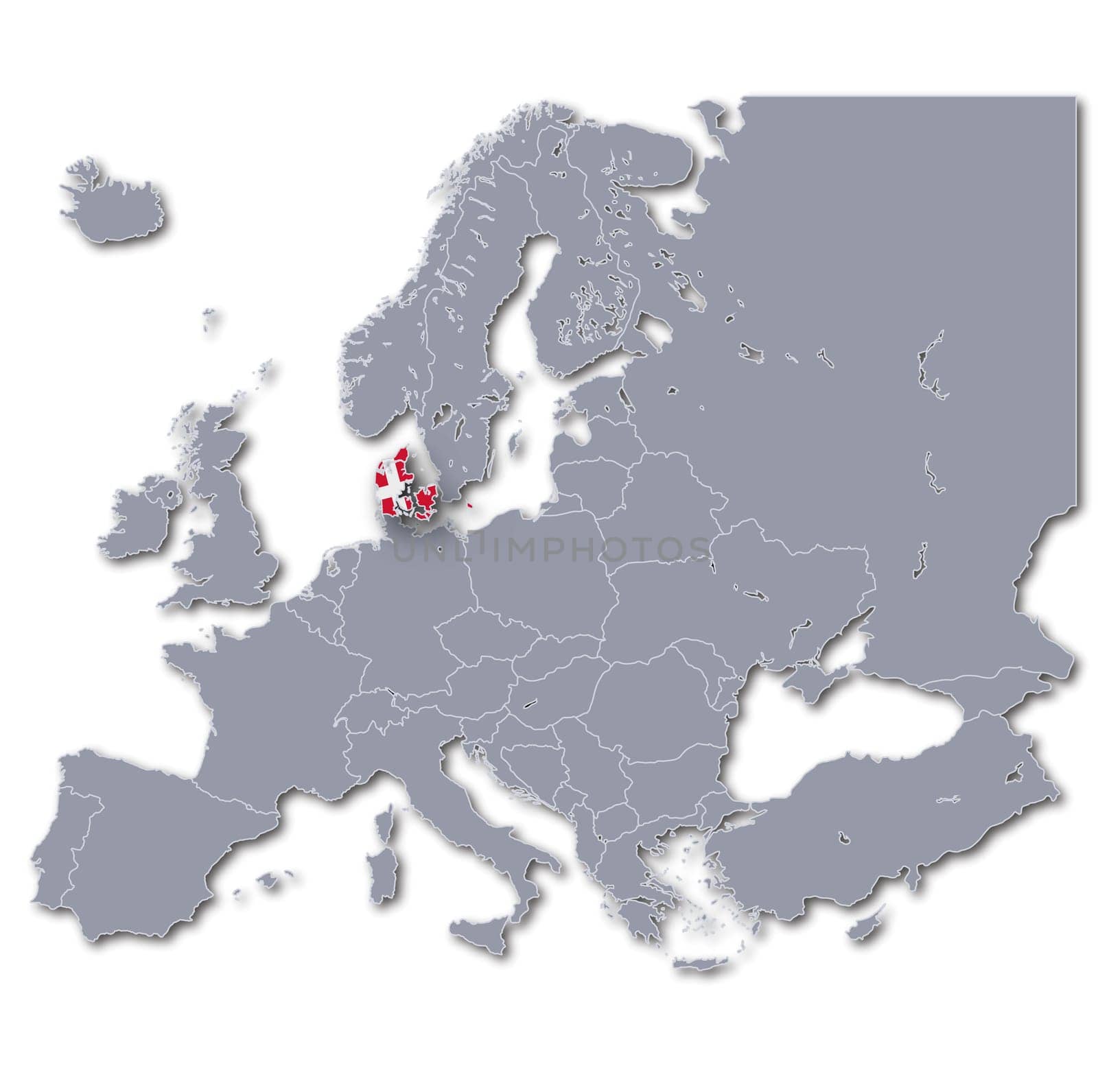 Map of Europe Denmark
