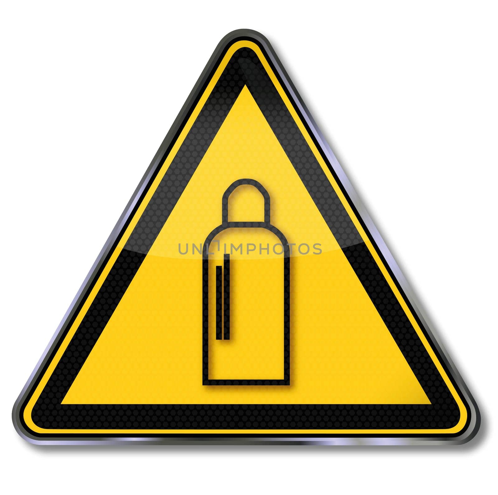 Danger sign gas cylinder under pressure