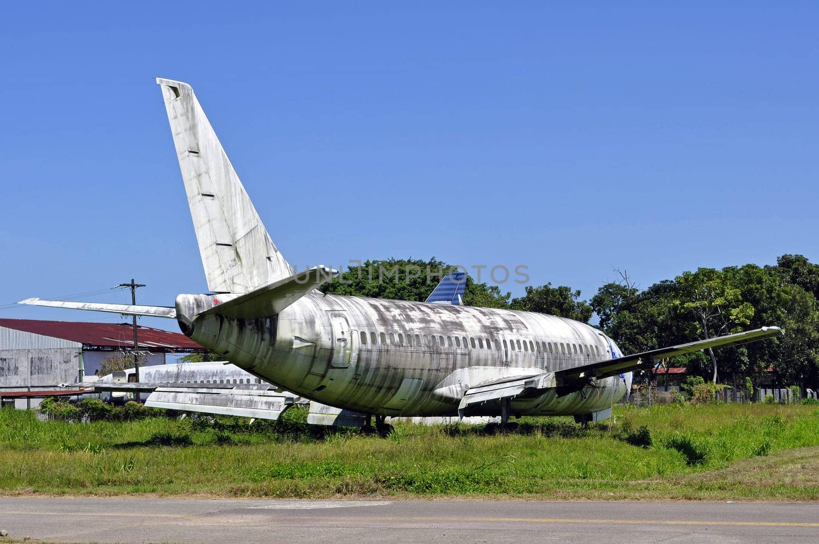 Old, abandoned passenger airplane.