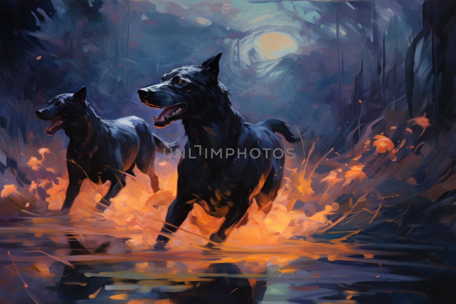 Immerse yourself in the fantastical world of shadows with this captivating illustration by a professional visual artist.