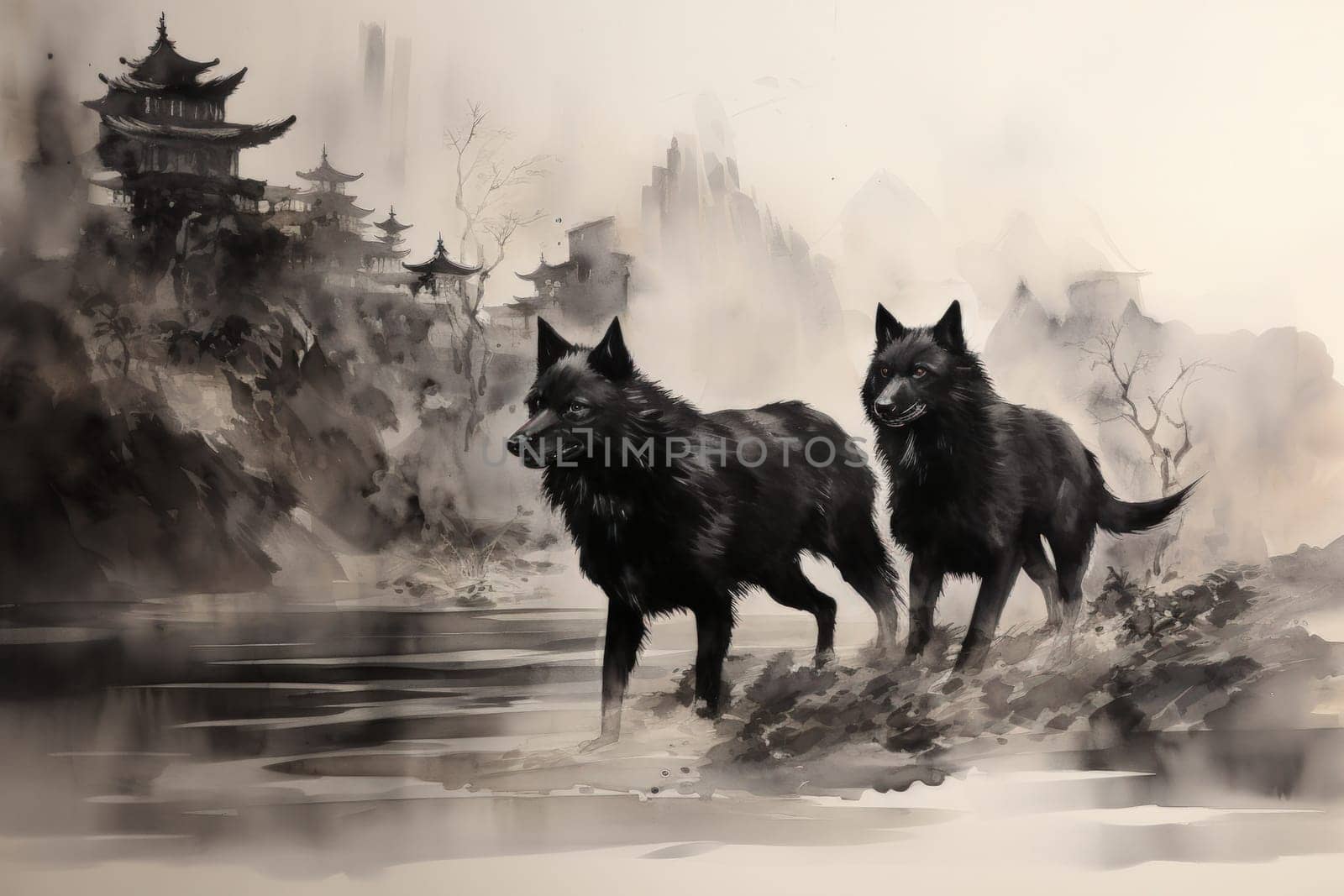 Immerse yourself in the fantastical world of shadows with this captivating illustration by a professional visual artist.