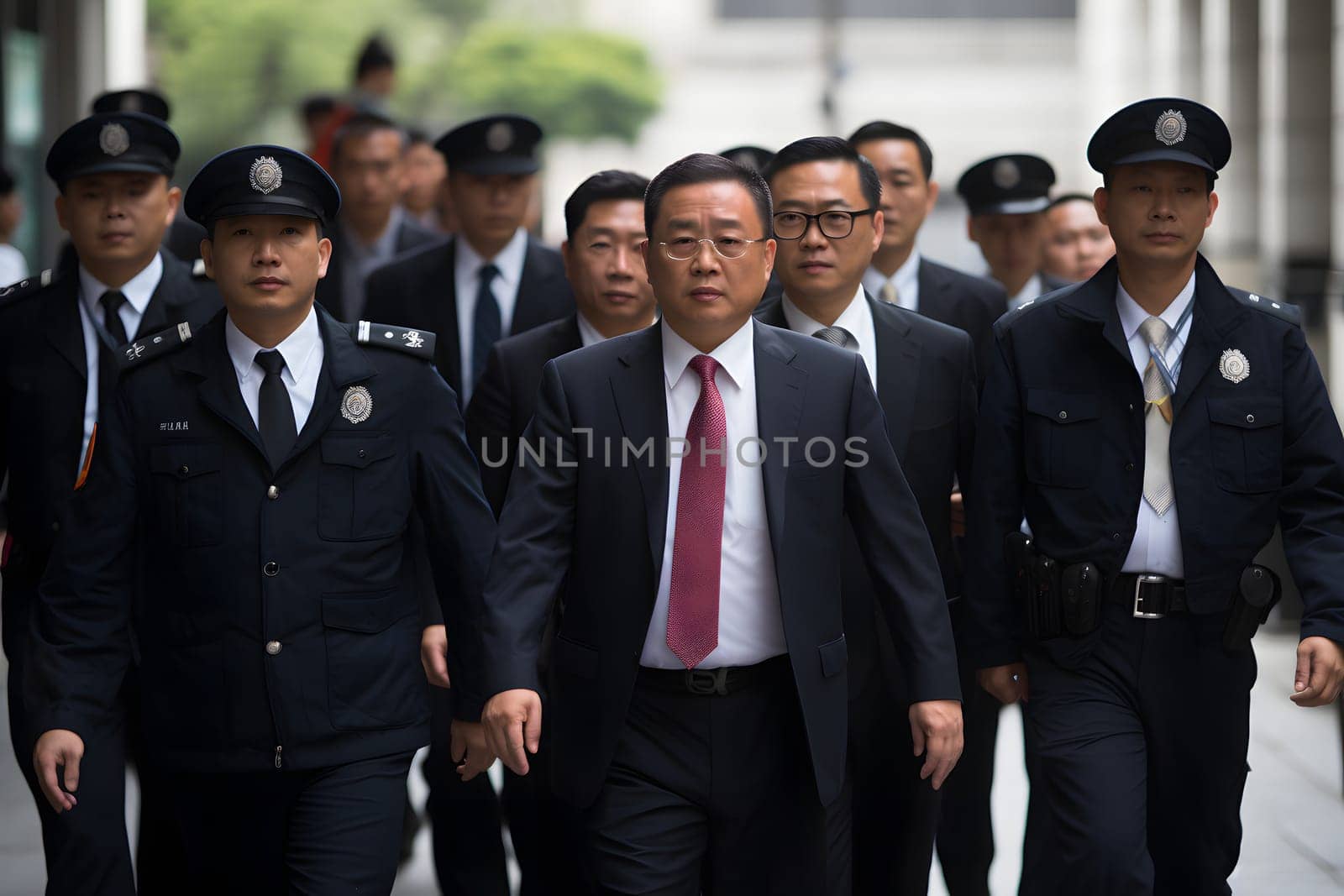 Chinese officials in suits at a political meeting. Chinese leaders and diplomats in an official setting. Hot topics in politics. Summit meetings