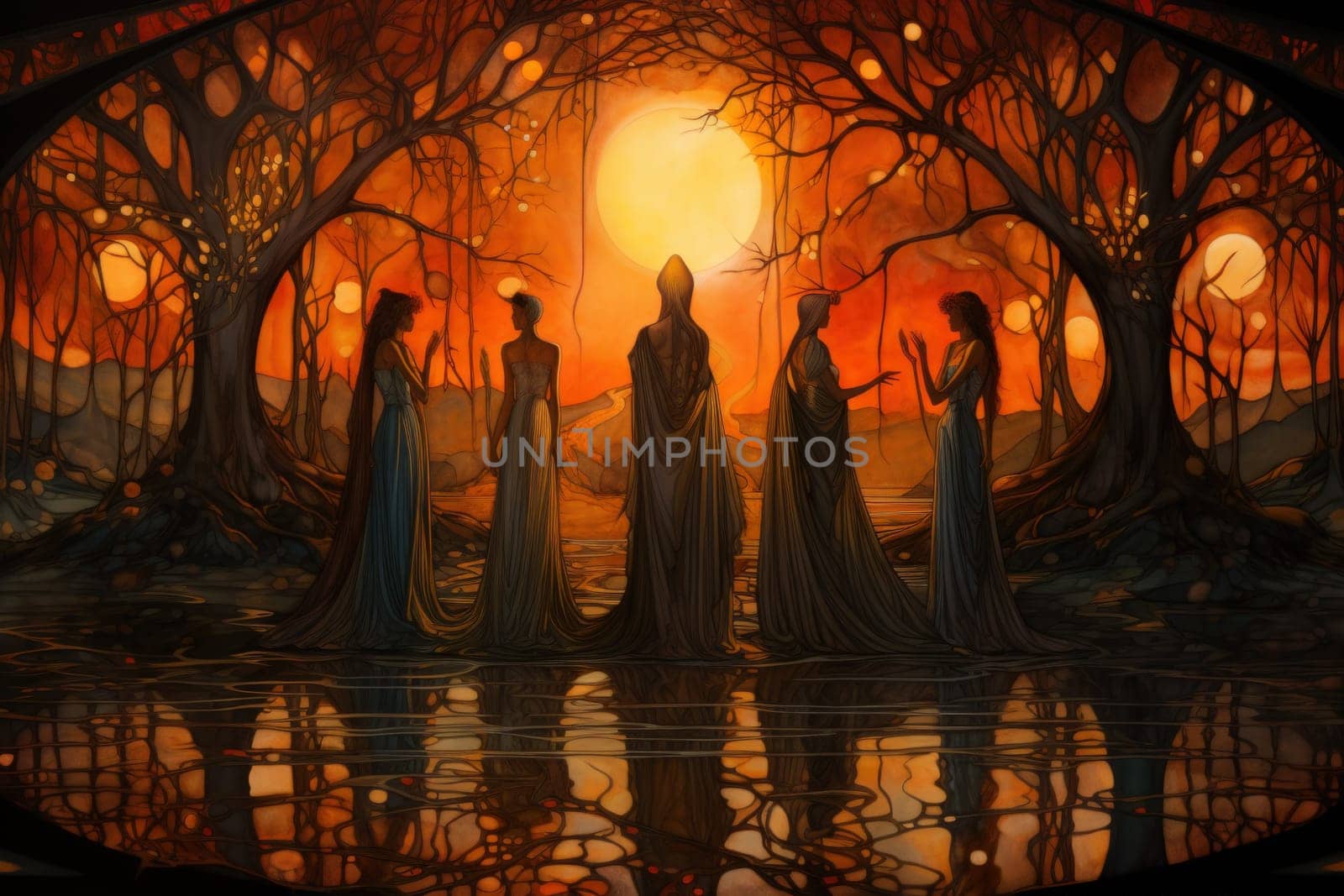 Deep within the realm of fantasy, vengeful banshees dwell, their anguished wails piercing the stillness of haunted forests.
