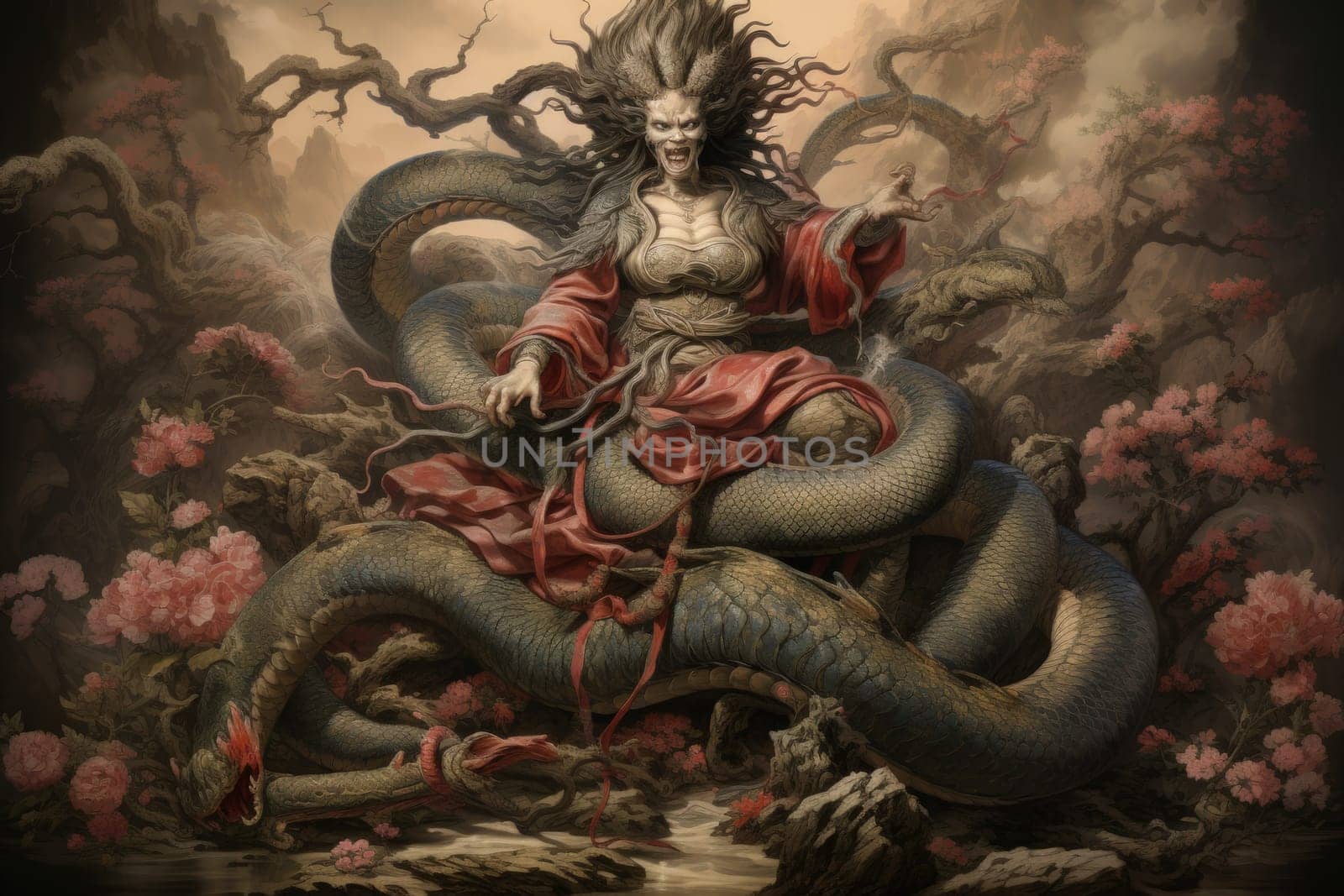 Journey into the realm of fantasy and encounter the serpentine naga, mystical creatures that possess a unique blend of human and snake-like characteristics.