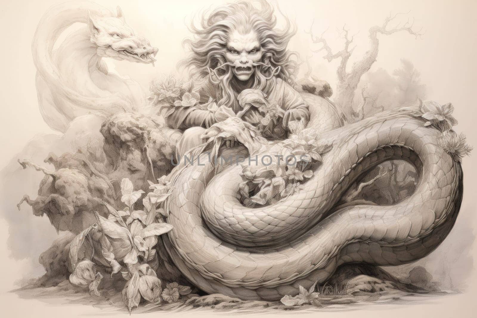 Journey into the realm of fantasy and encounter the serpentine naga, mystical creatures that possess a unique blend of human and snake-like characteristics.