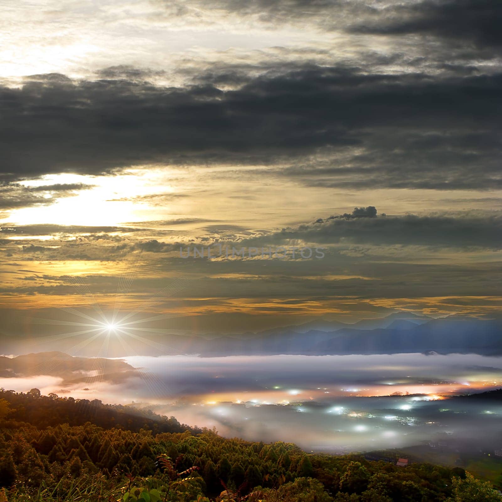 Jinlong mounain sunrise, Taiwan for adv or others purpose use