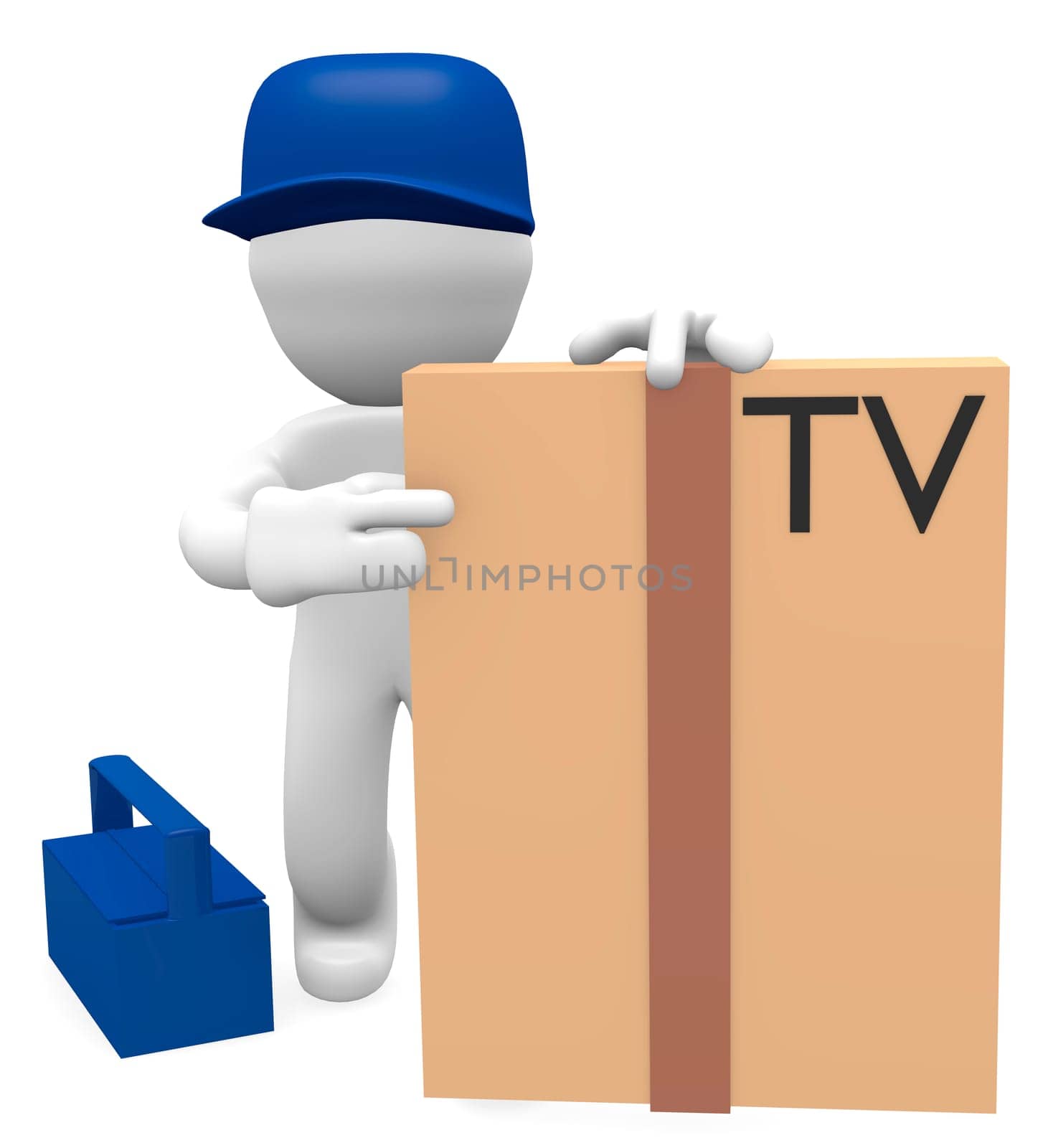Technician with a new television