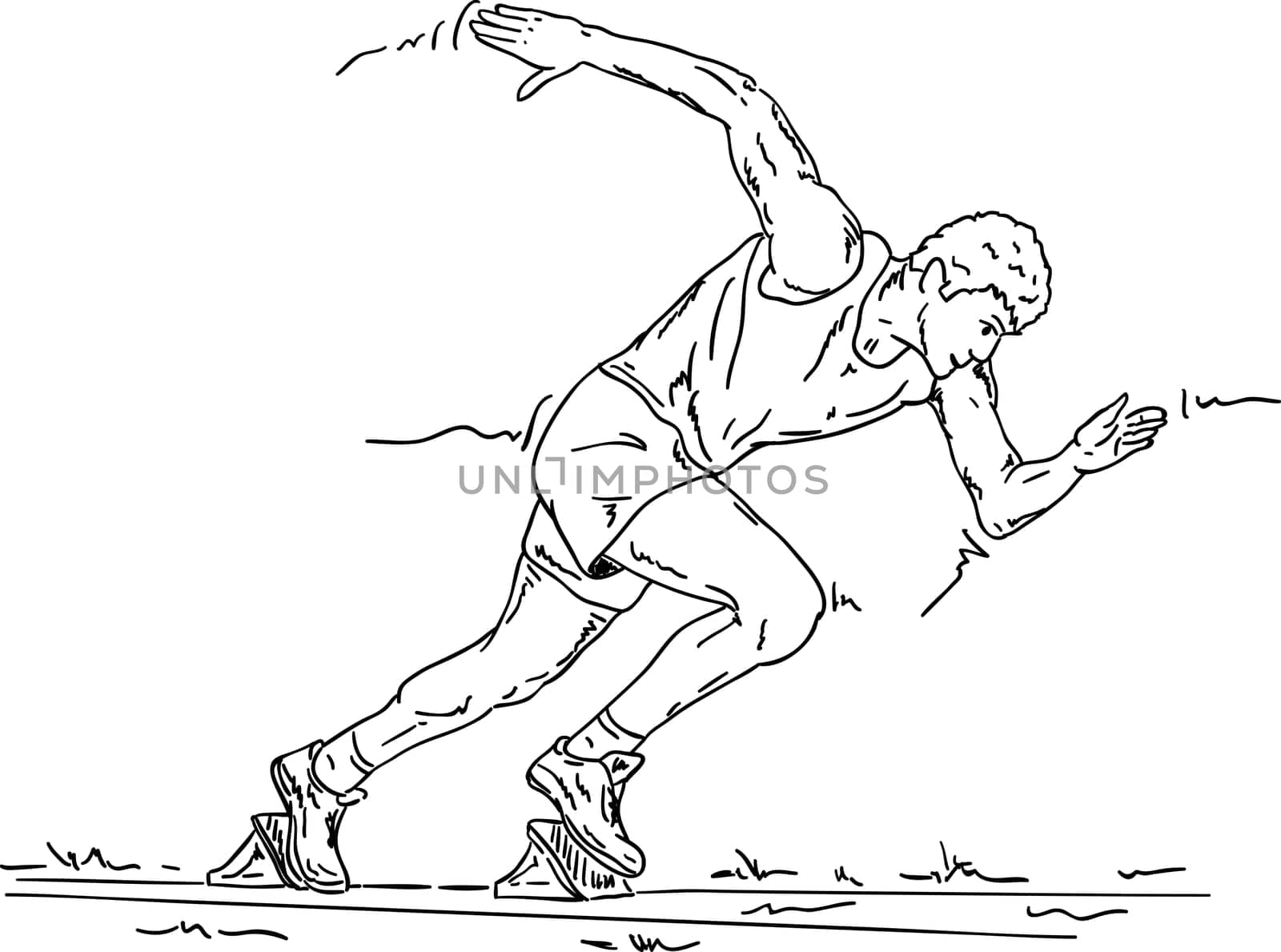 vector - sprinter in the starting blocks