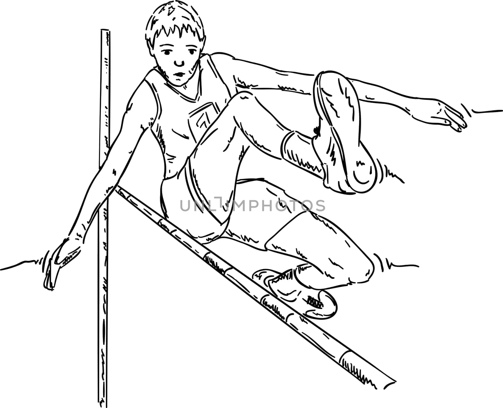 vector - male high jumper in action , isolated on background