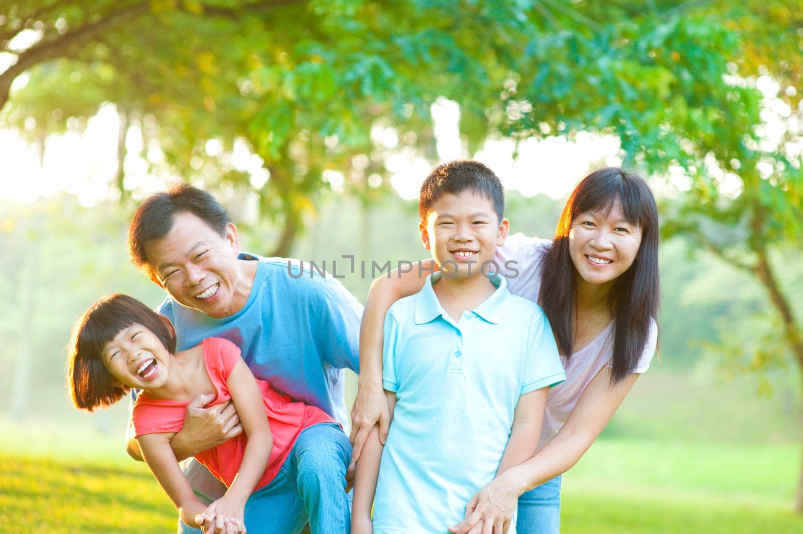 Happy Asian Family Outdoor Lifestyle