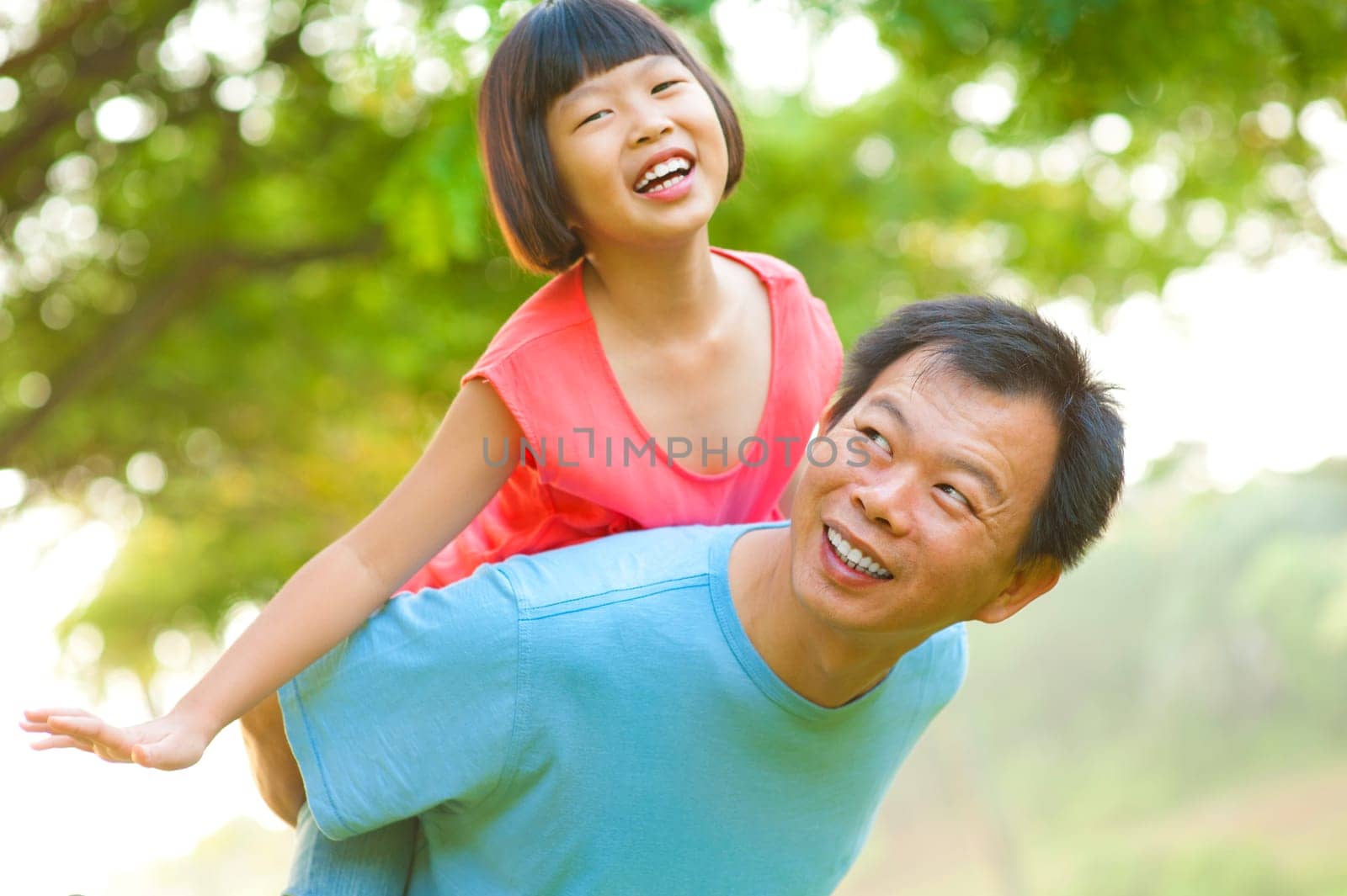 A father and child on a nice summer day.