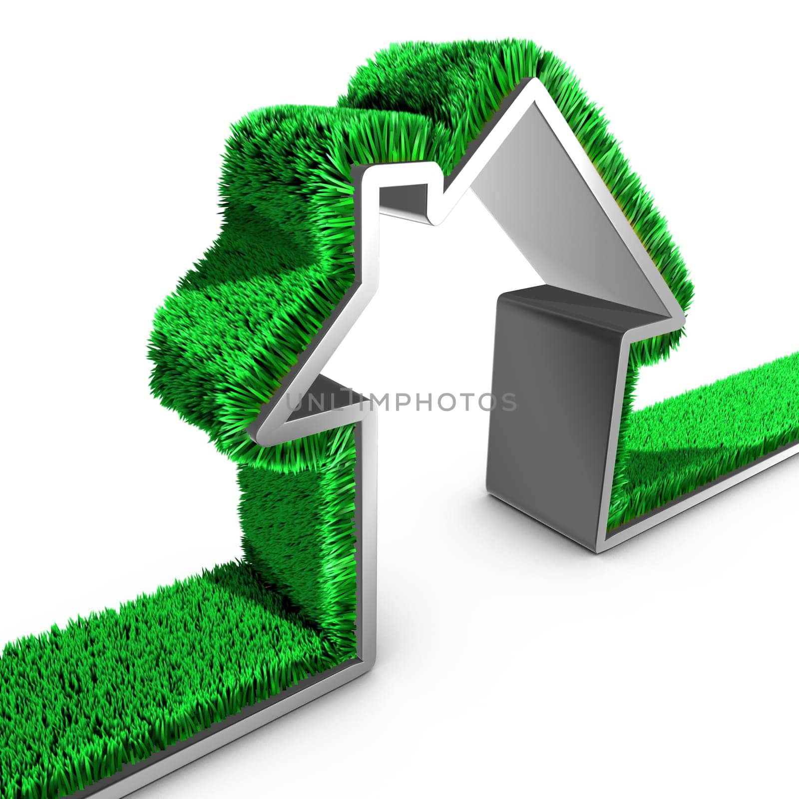 Grass covered house. Concept of green house.