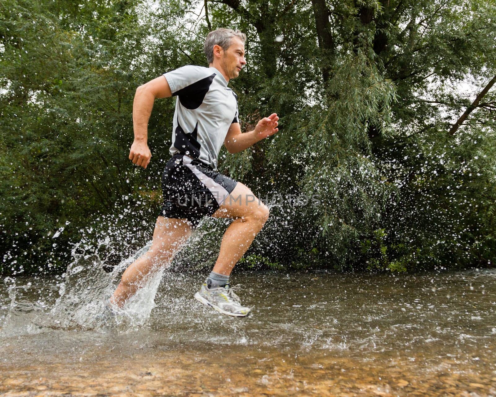 Trail running through a stream