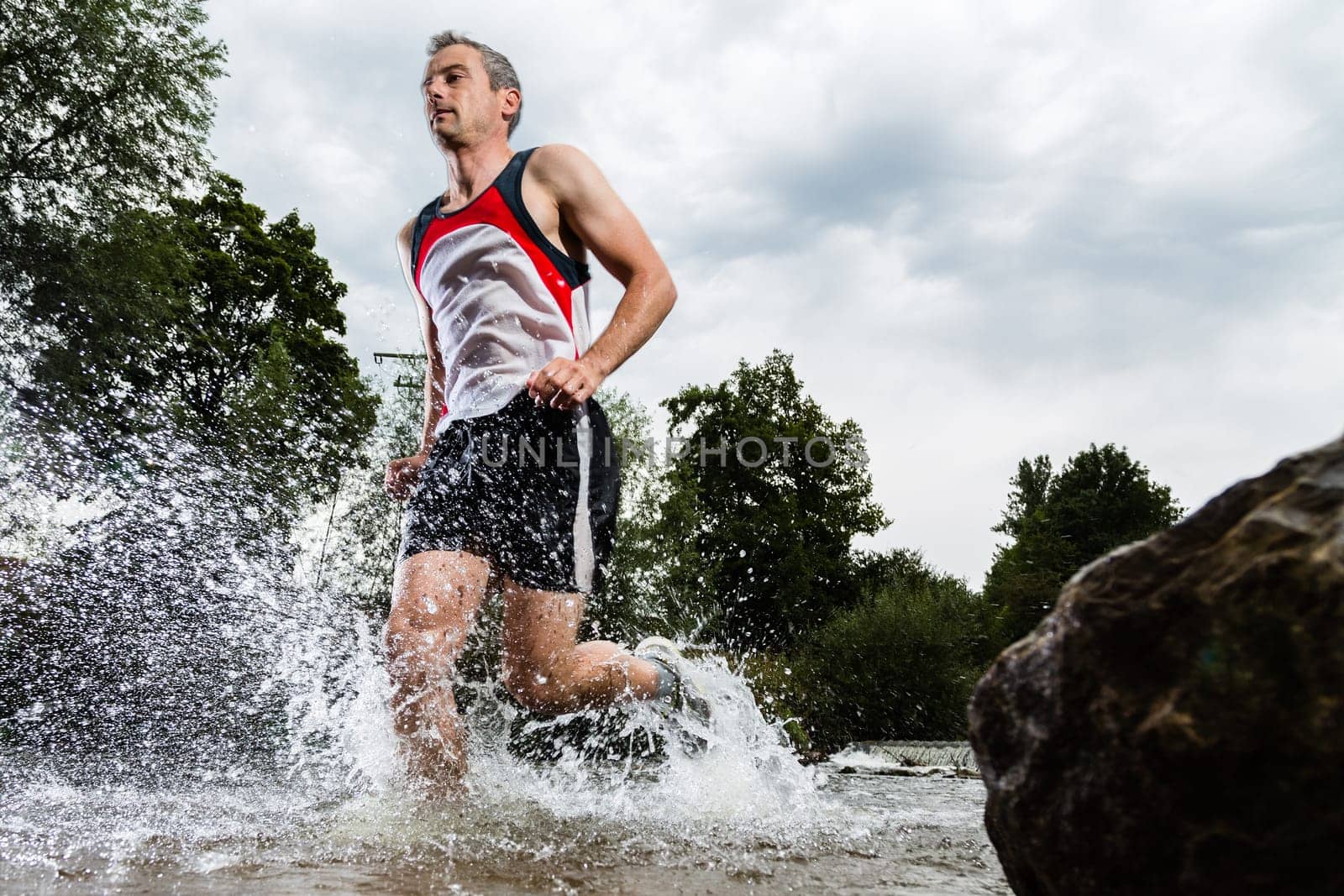 Trail running through a stream