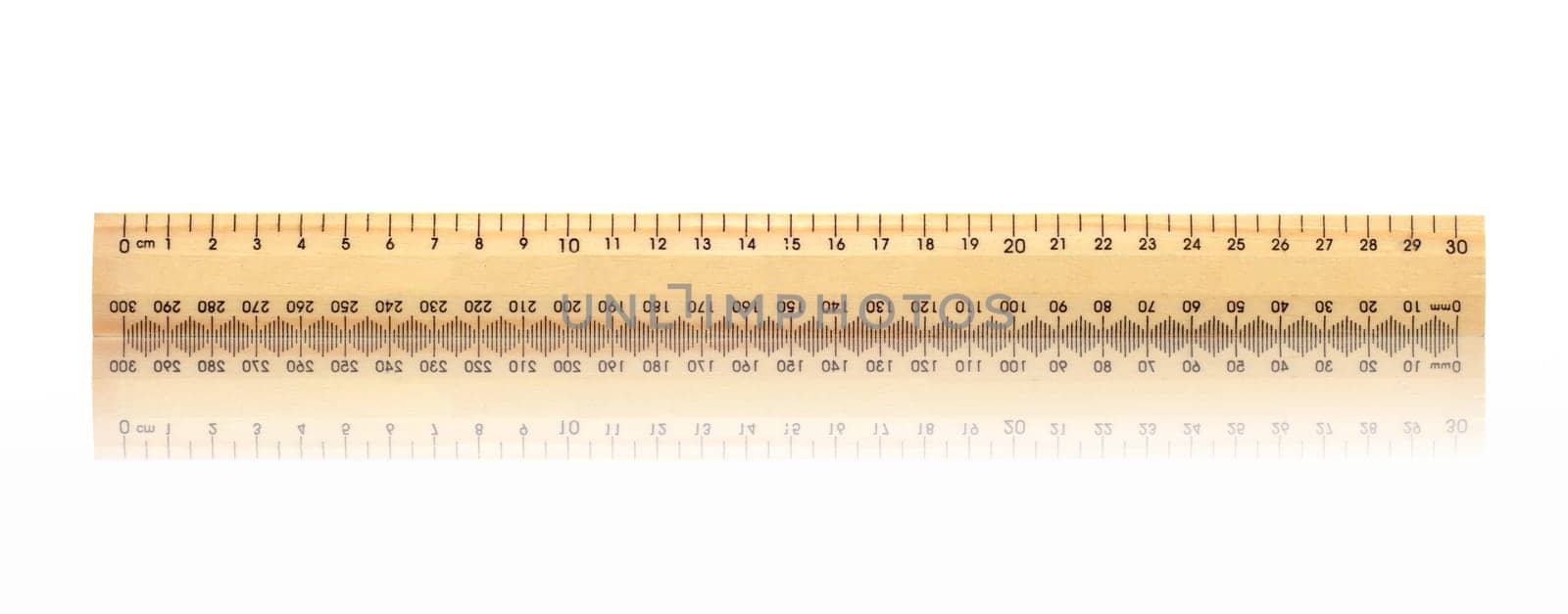 A metal ruler isolated against a white background
