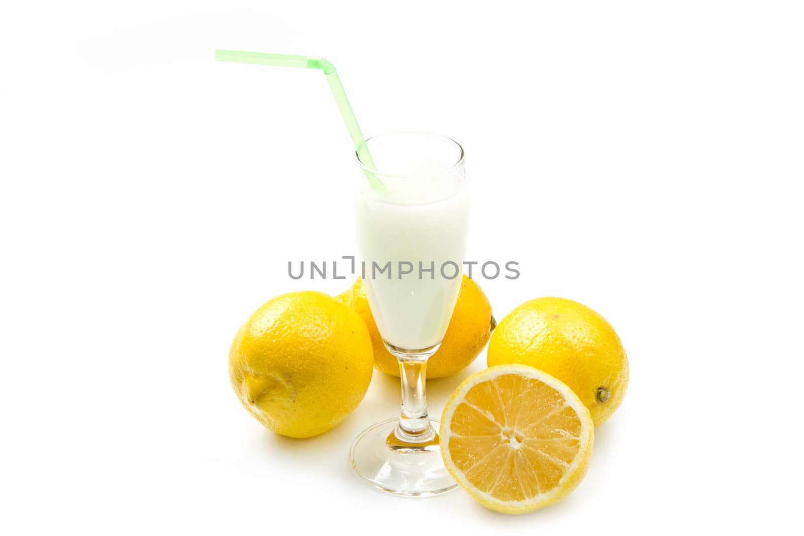 lemon sorbet on white background