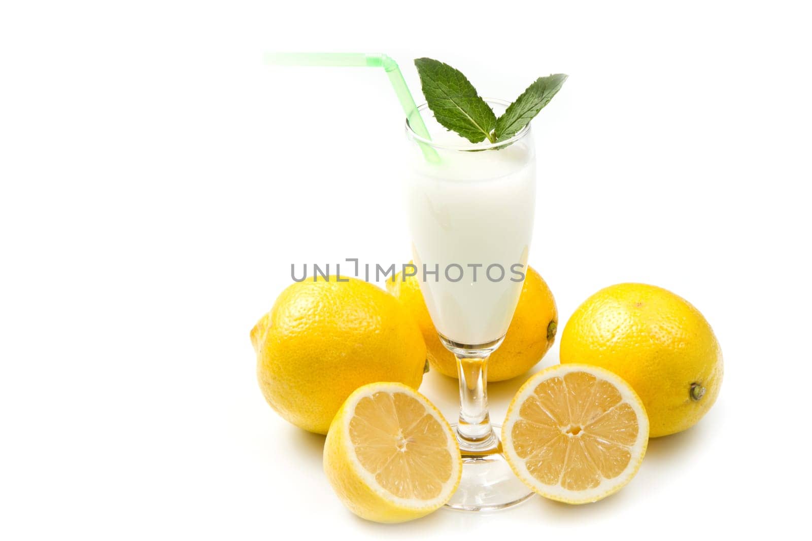 lemon sorbet on white background