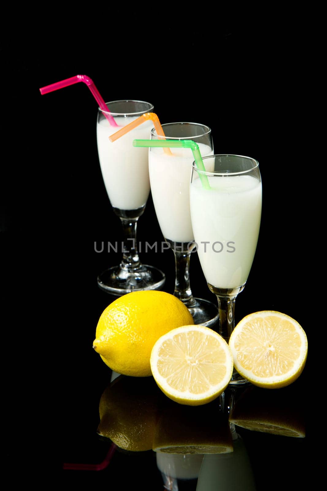 lemon sorbet on black background