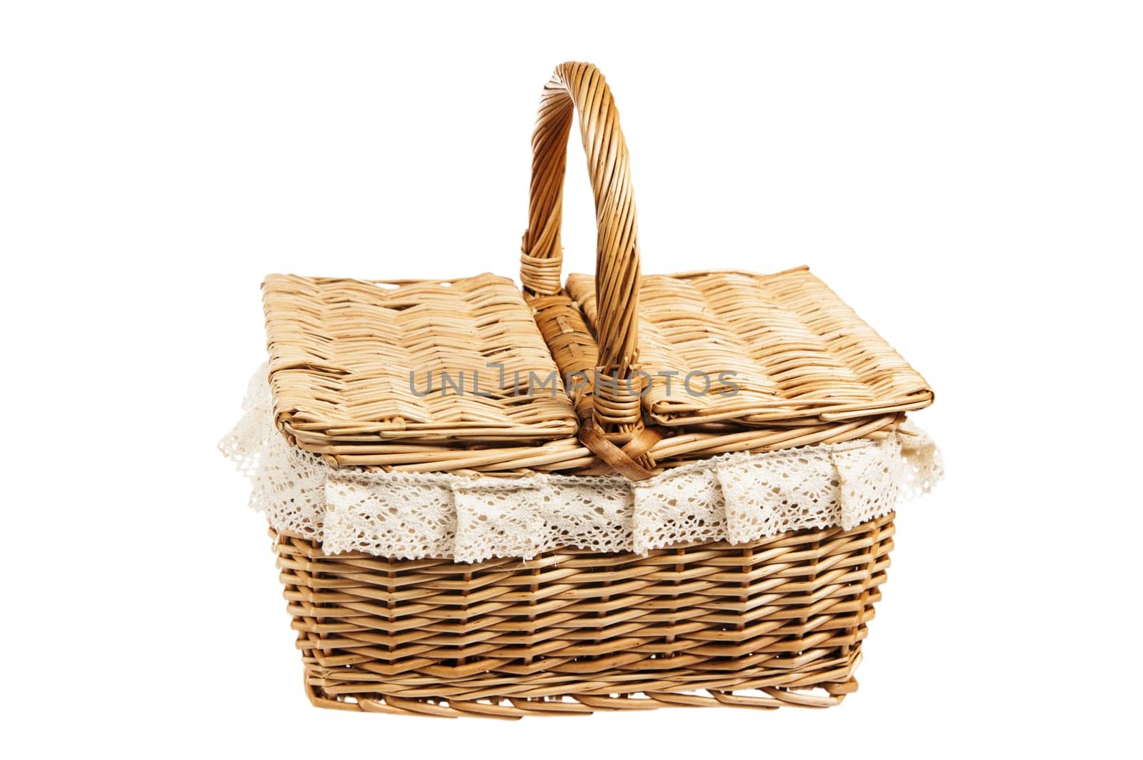 Picnic basket, isolated on white