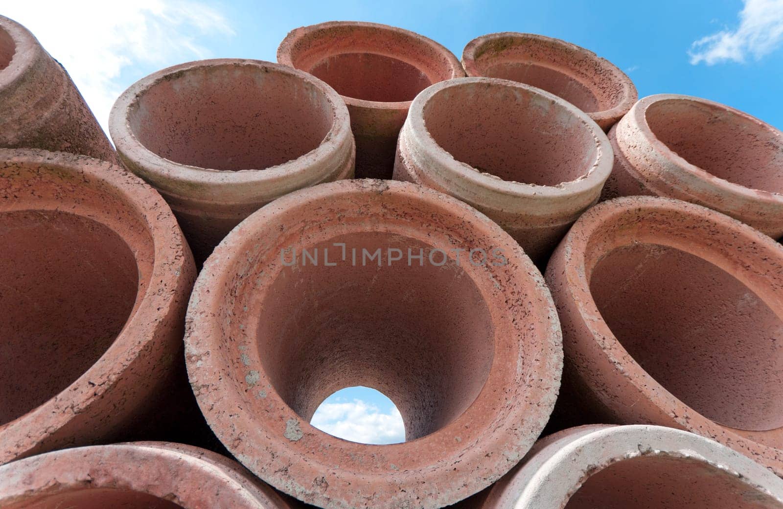 piled up concrete drain pipes