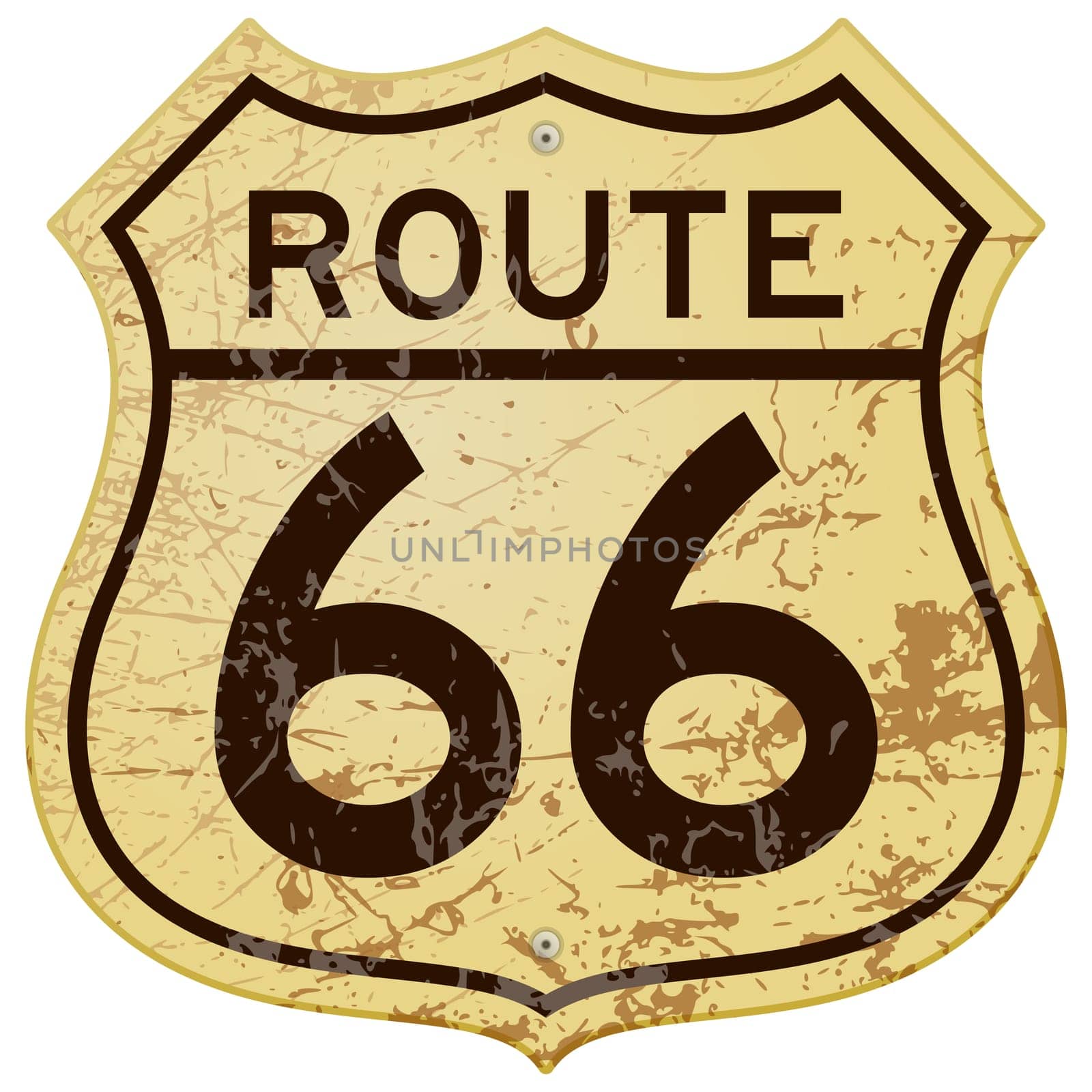 Vintage roadsign illustration full of rust and scratches