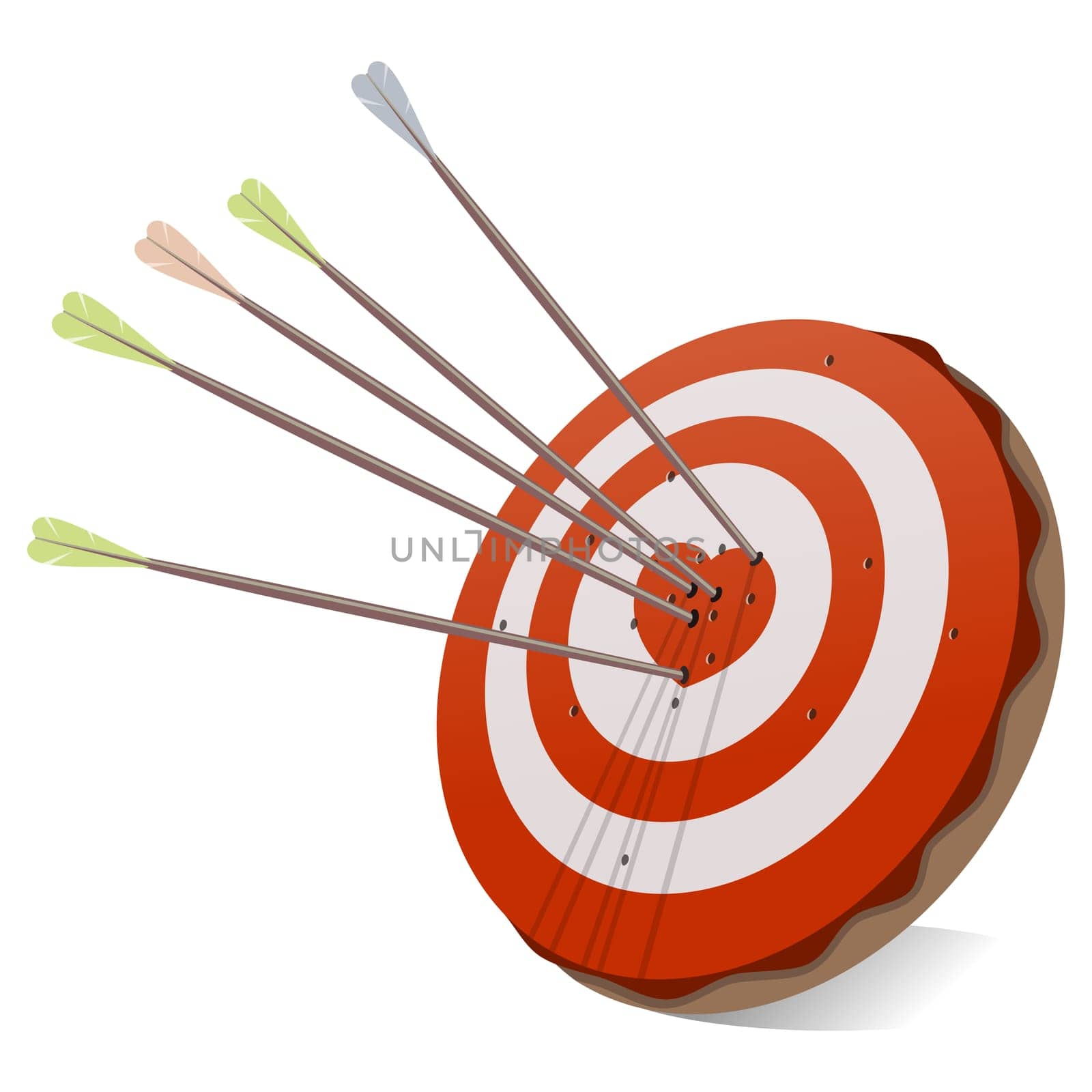 Romantic illustration of red target with love heart in the center
